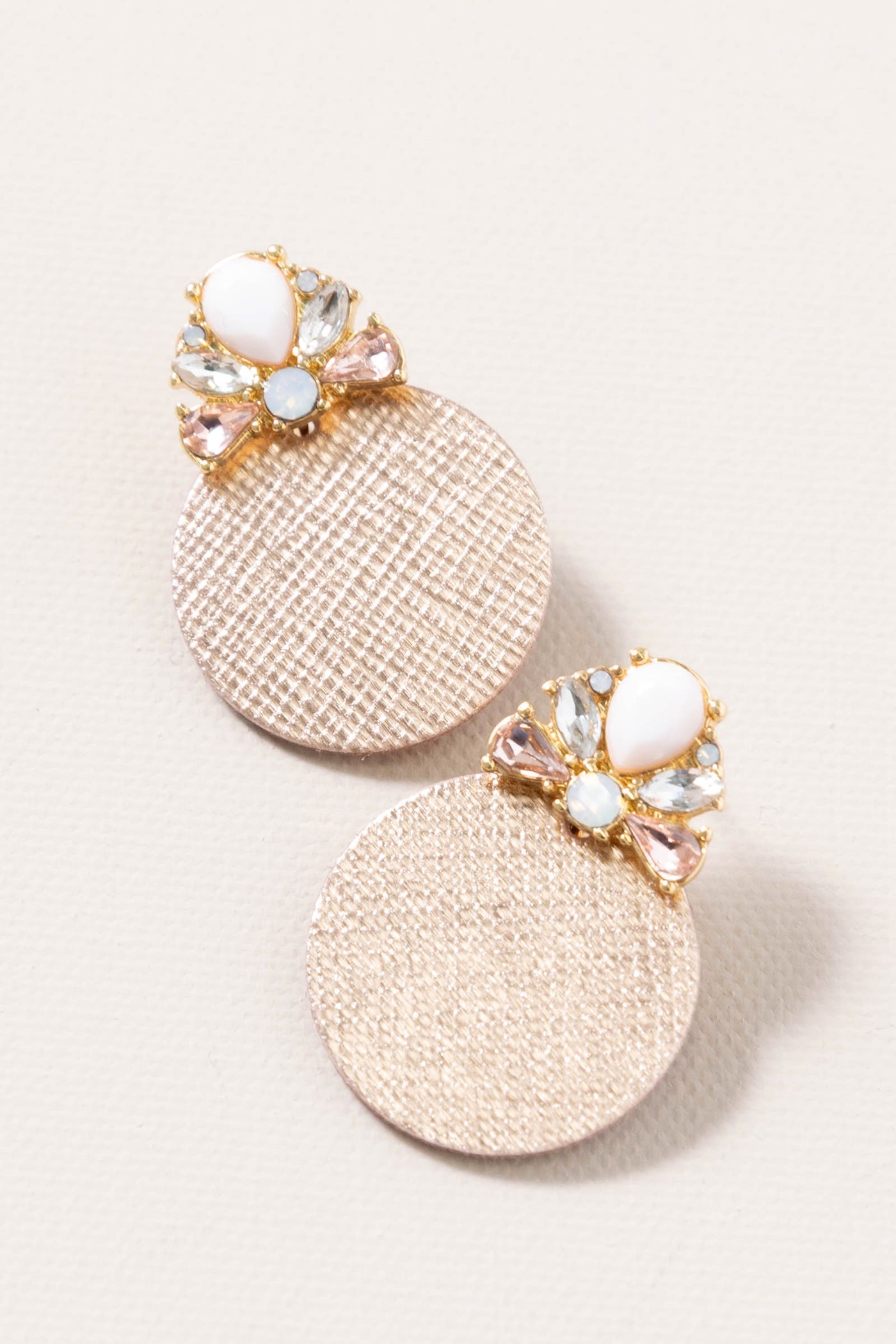 Rose Jeweled Luxe Mini Disc Earrings