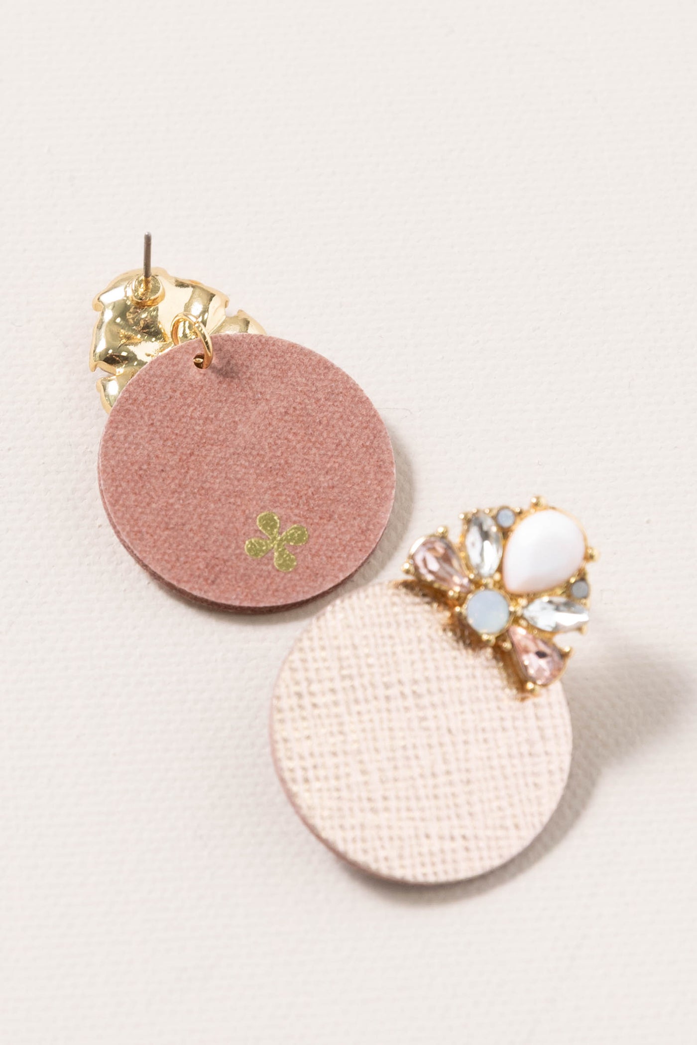 Rose Jeweled Luxe Mini Disc Earrings