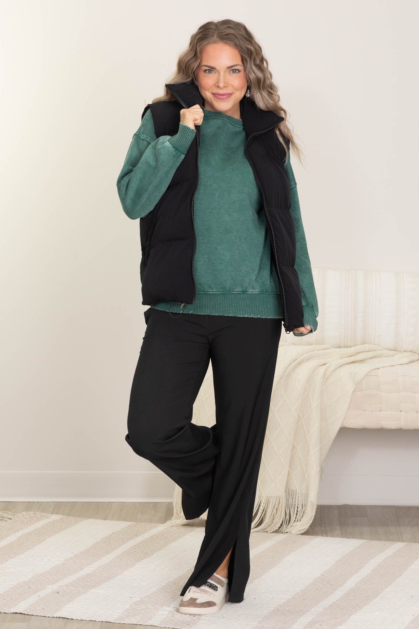 Washed Drop Shoulder Fleece Sweatshirt