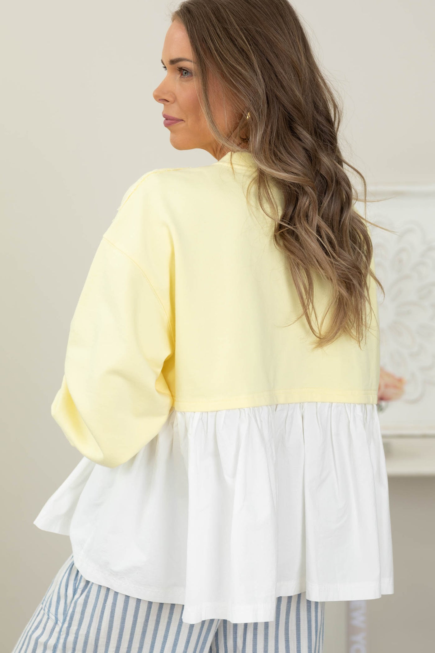Cotierra Butter Yellow Half Sweatshirt Top