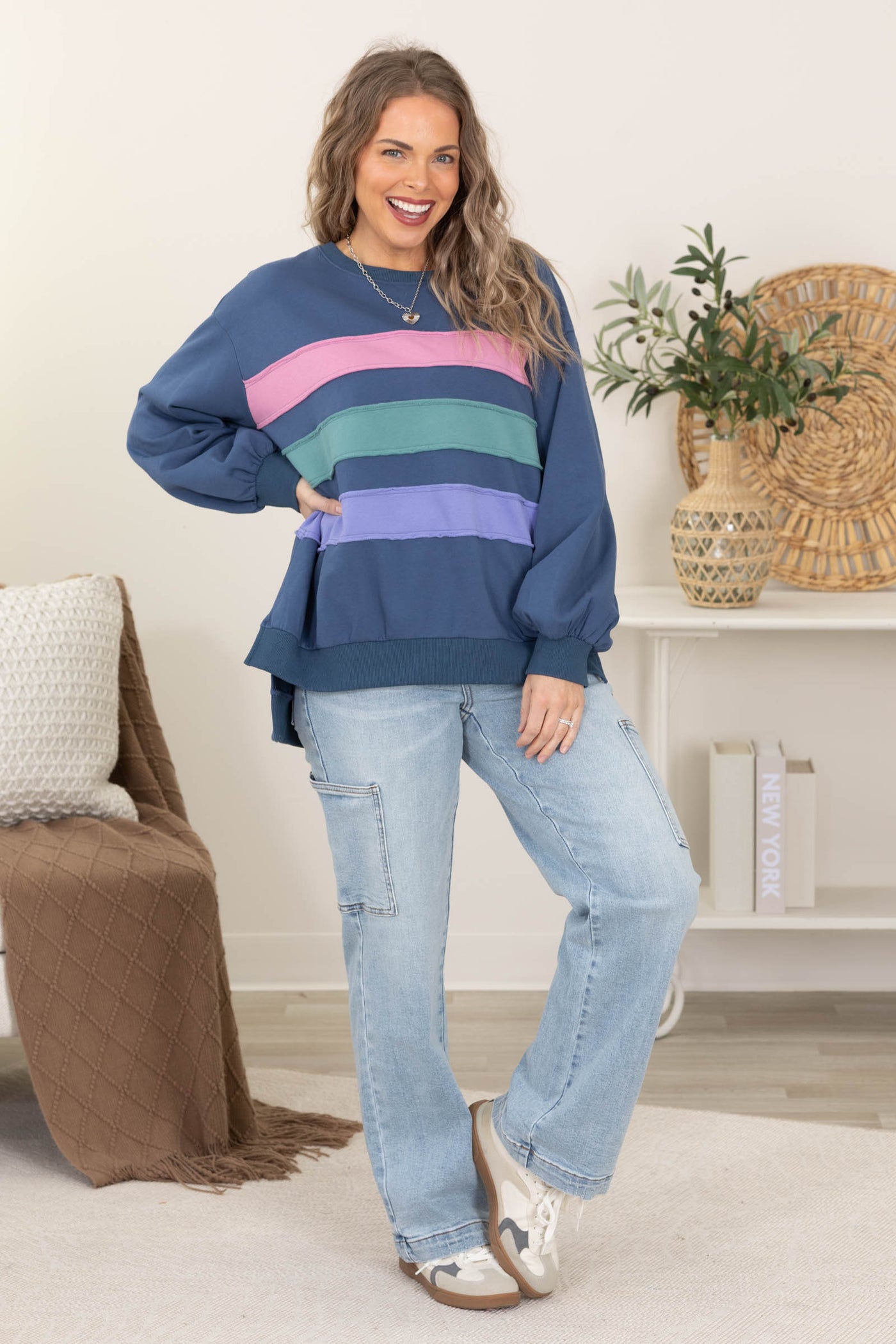 Cut Edge Three Color Band Sweatshirts