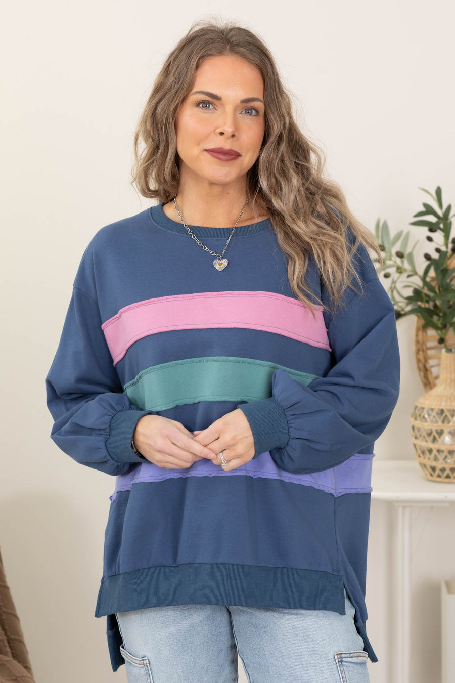 Cut Edge Three Color Band Sweatshirts