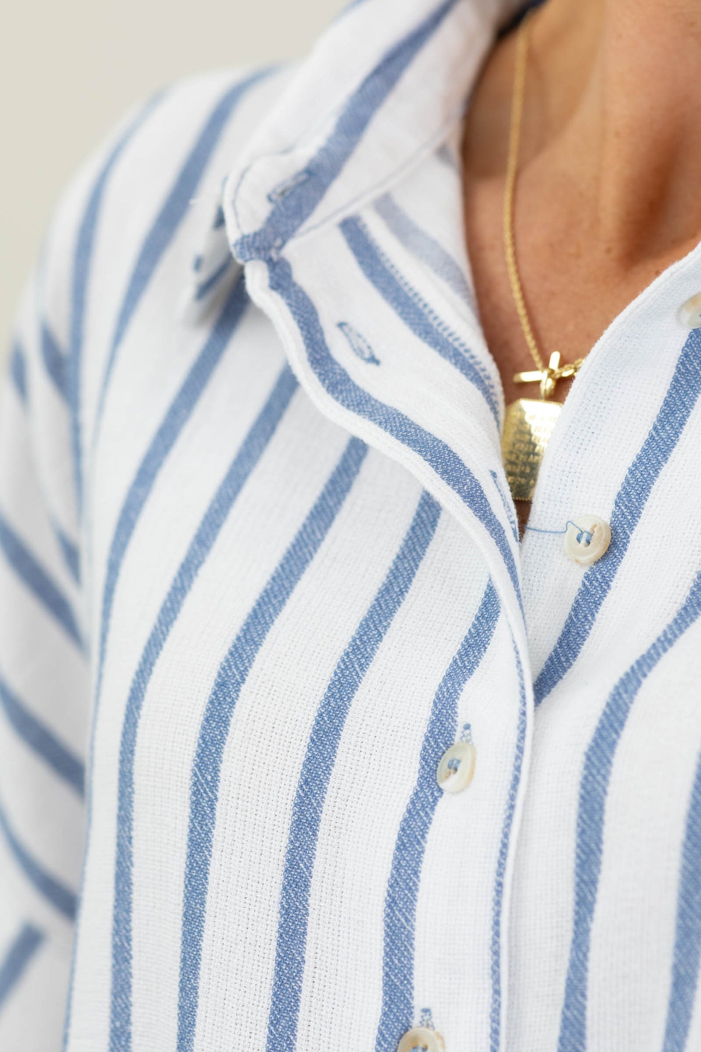 Cotierra Short Sleeve Stripe Shirt- 100% Cotton