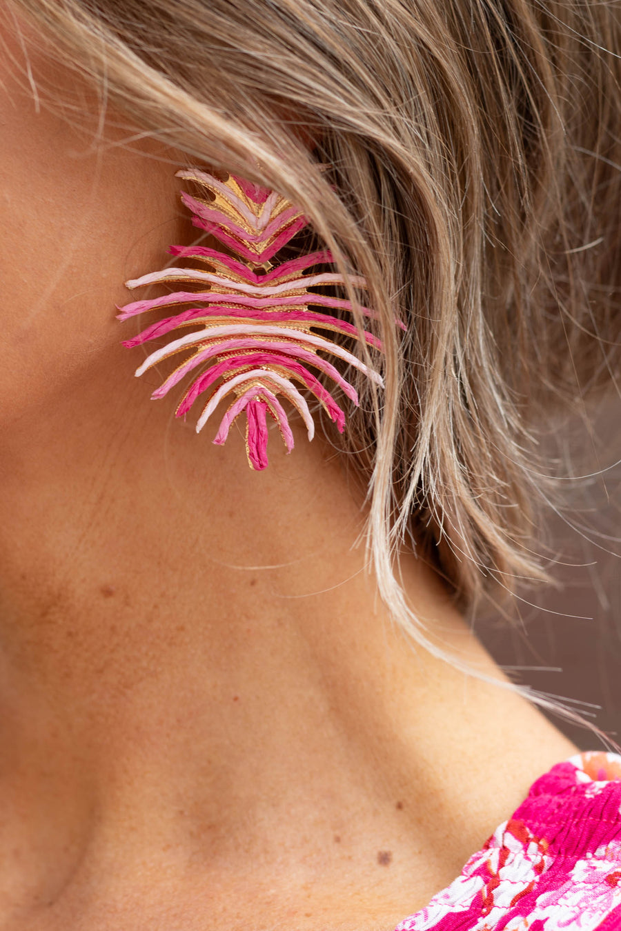 Pink Palm Paradise Earring