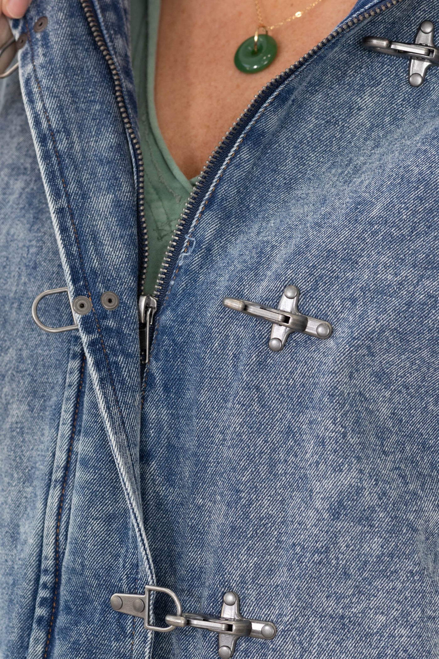 Washed Denim Jacket With Contrast Collar