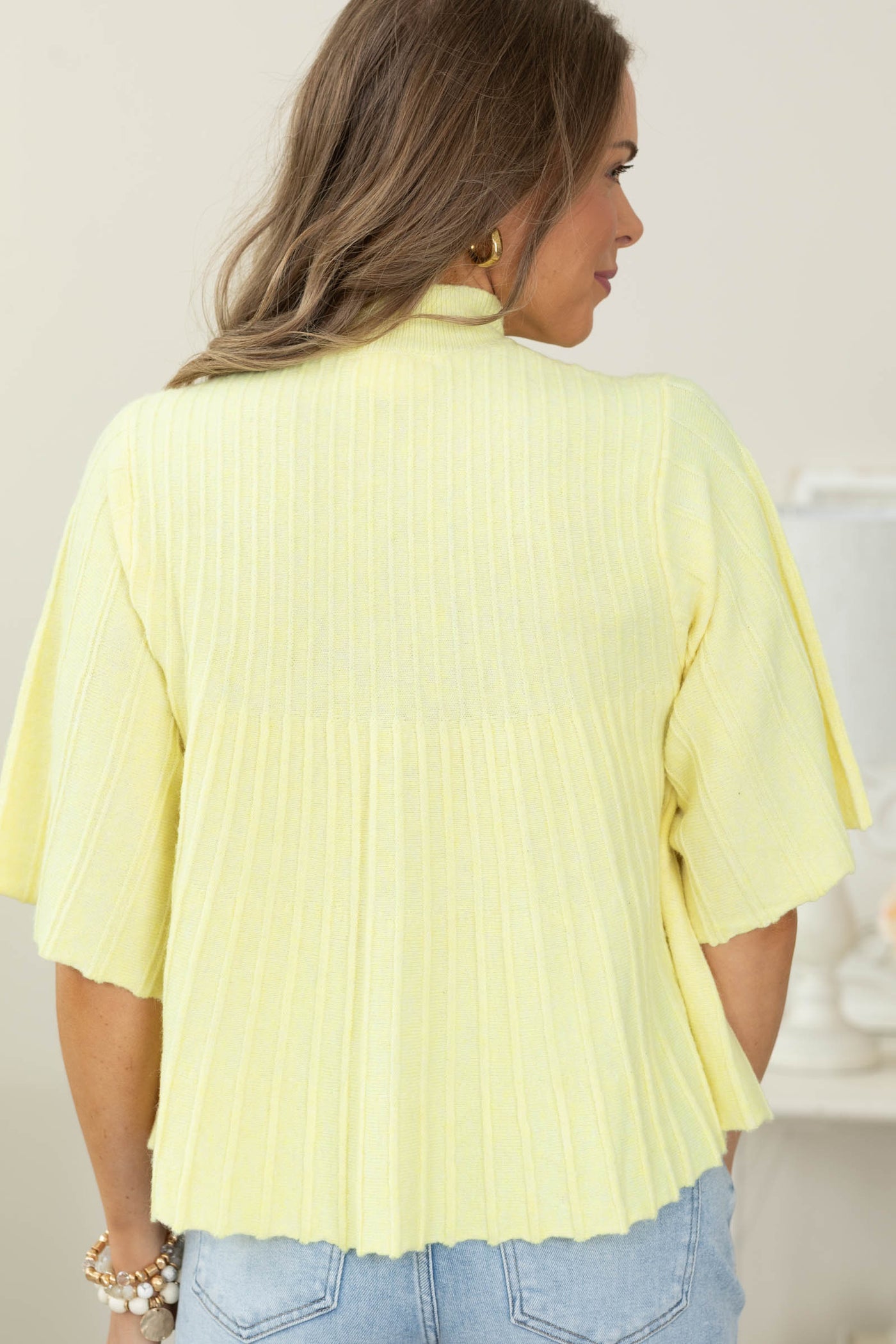 Cotierra Short-Sleeve Mock Neck Swing Sweater Top