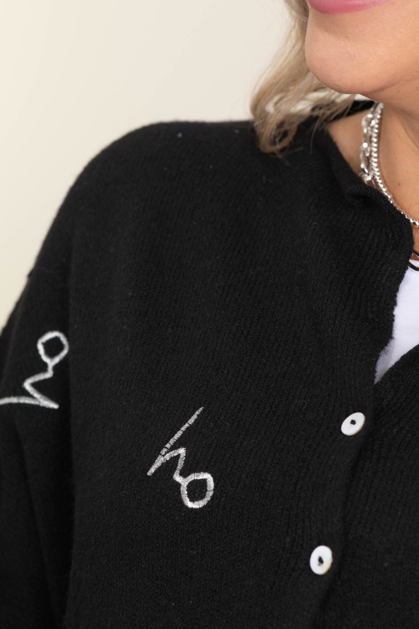 Black Ho Ho Holiday Button Up Cardigan