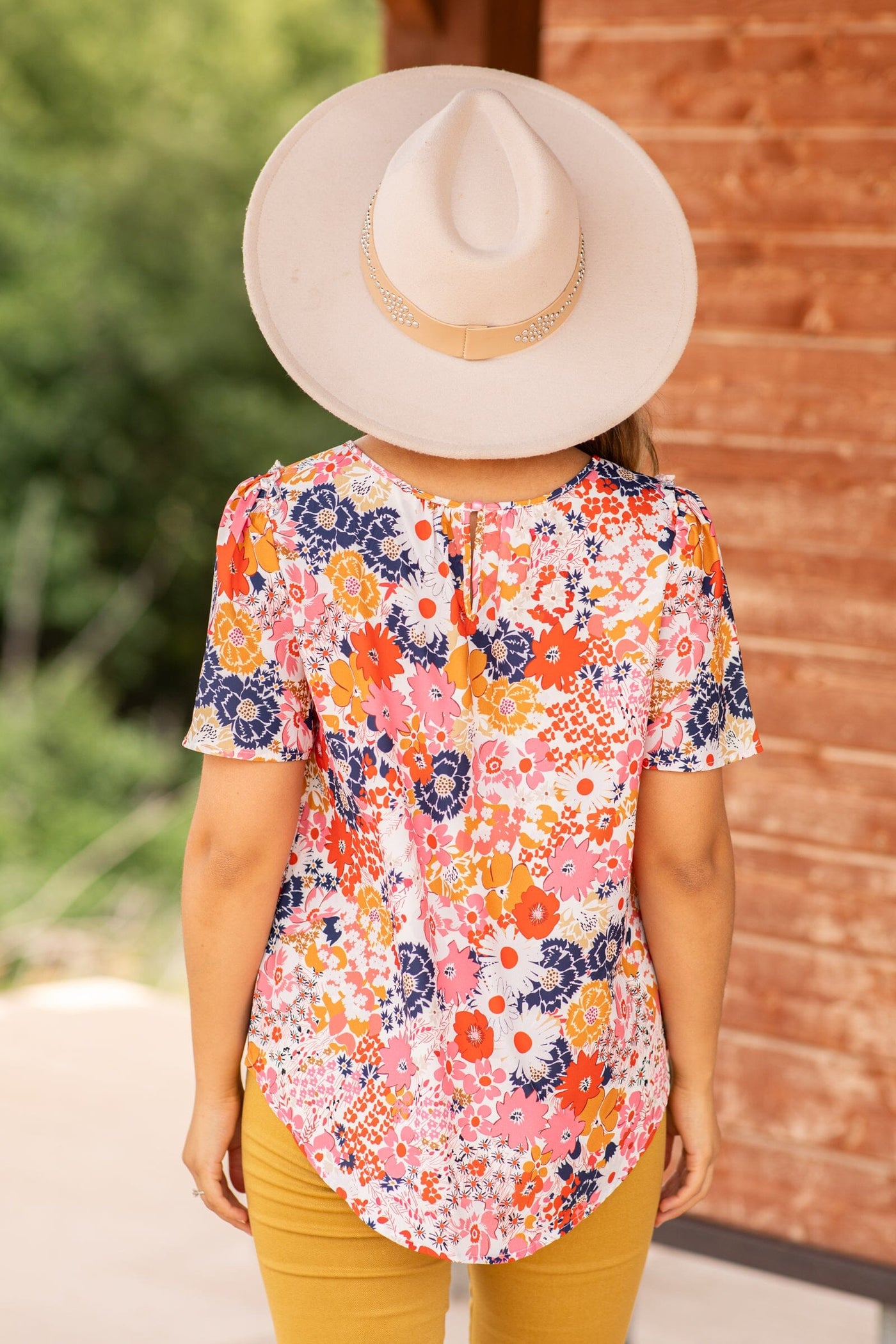 Navy and Pink Multicolor Floral Print Top - Filly Flair