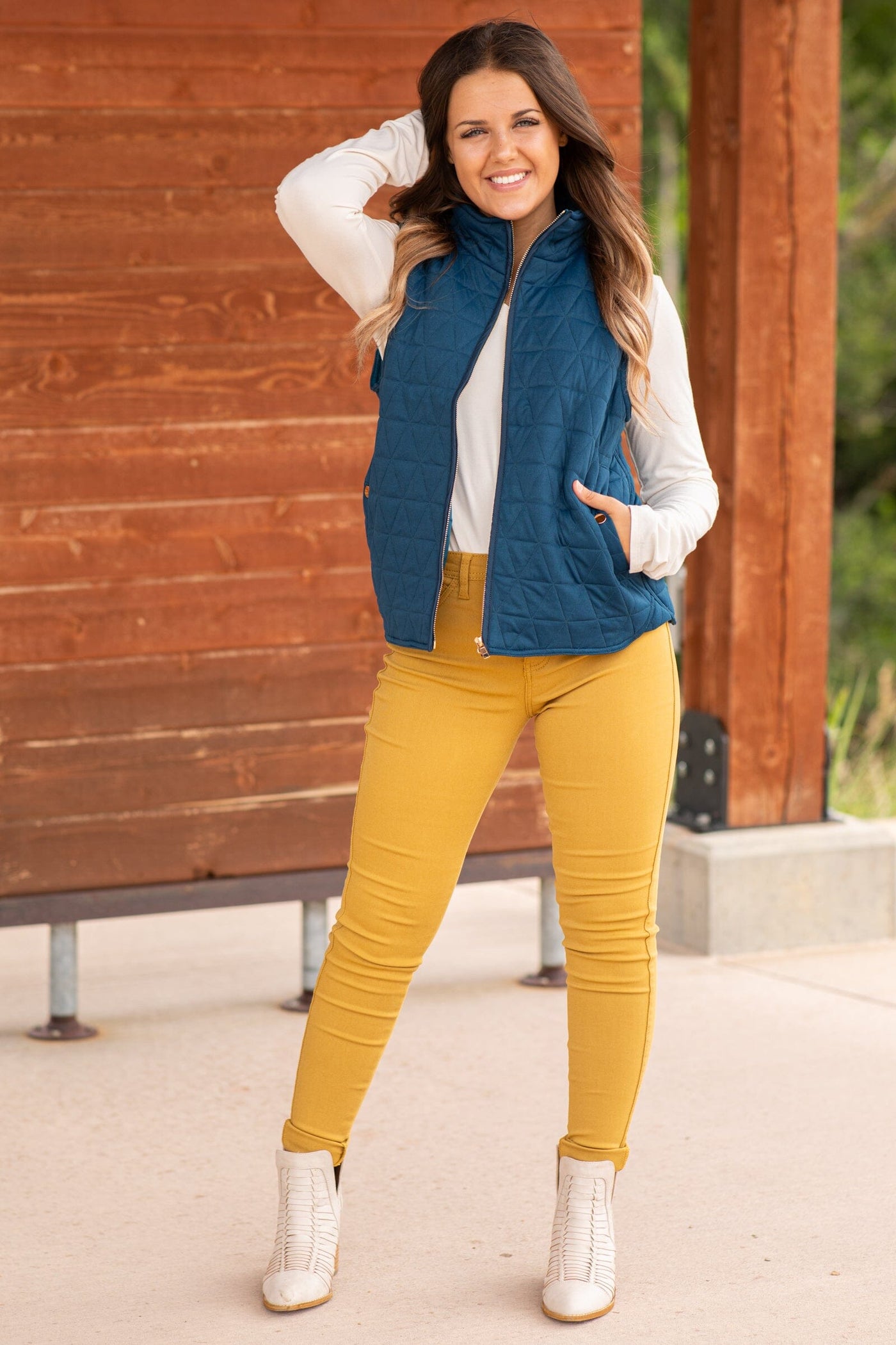 Teal Quilted Vest - Filly Flair