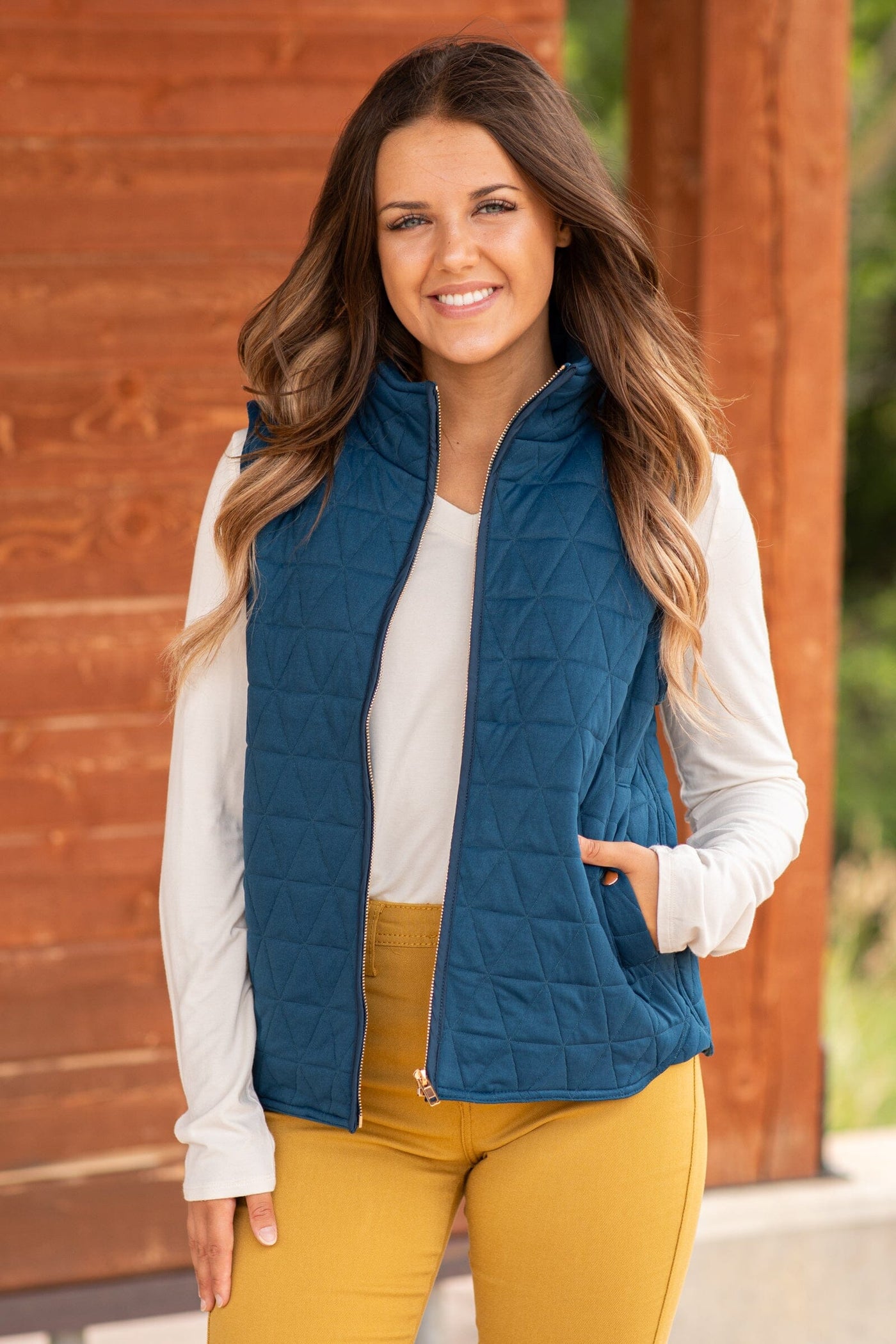 Teal Quilted Vest - Filly Flair