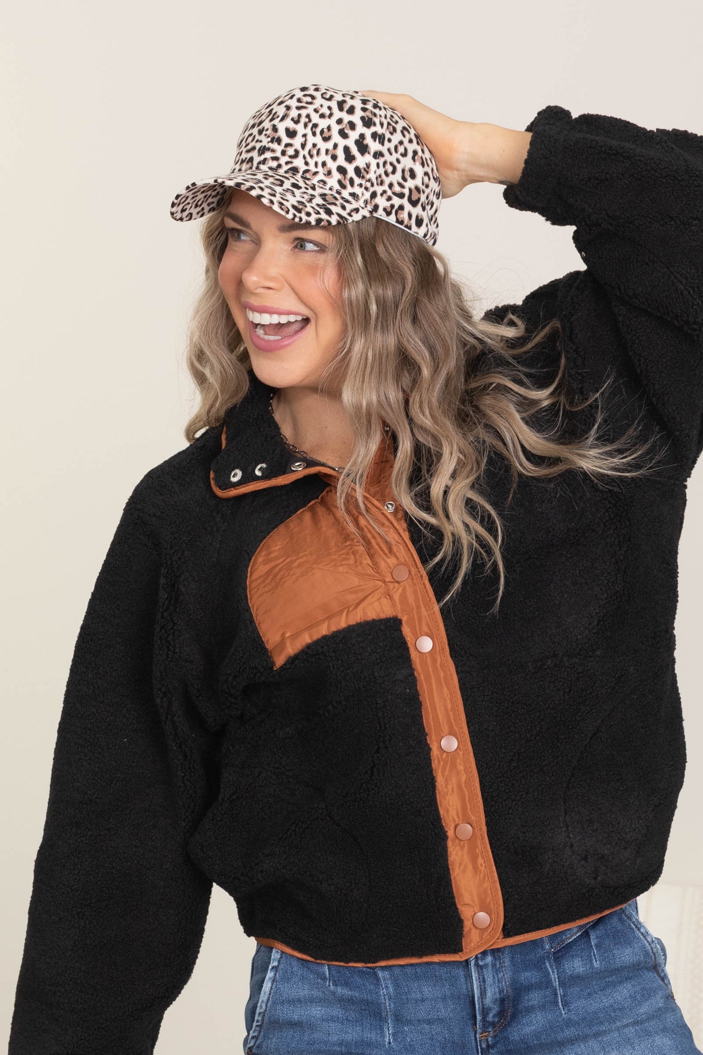 Off White Leopard Print Baseball Hat