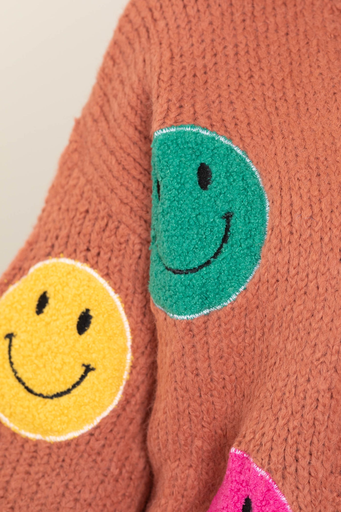 Orange Smile Patches Bell Sleeve Cardigan