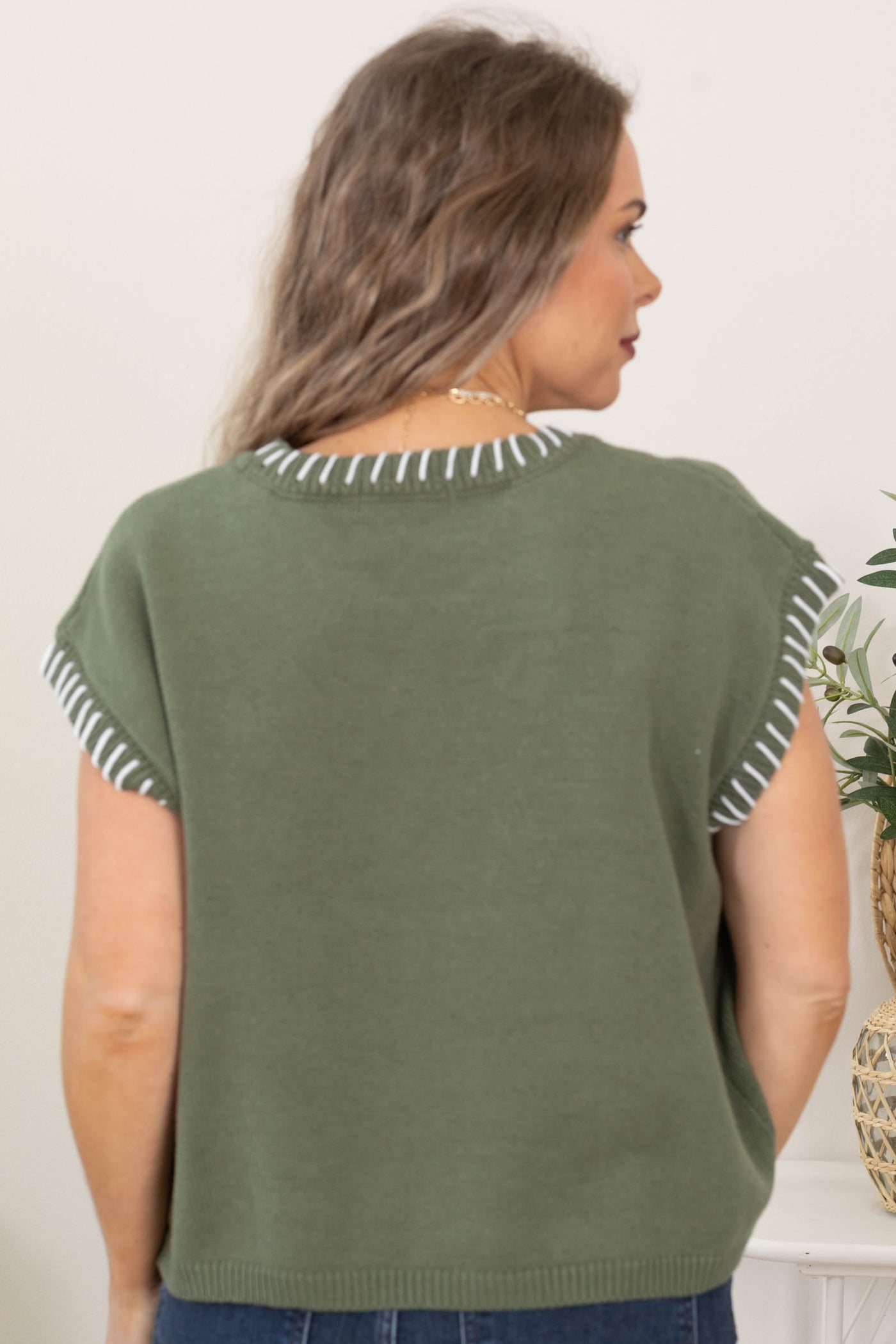 Stitch Detailed Oversized Sweater Vests