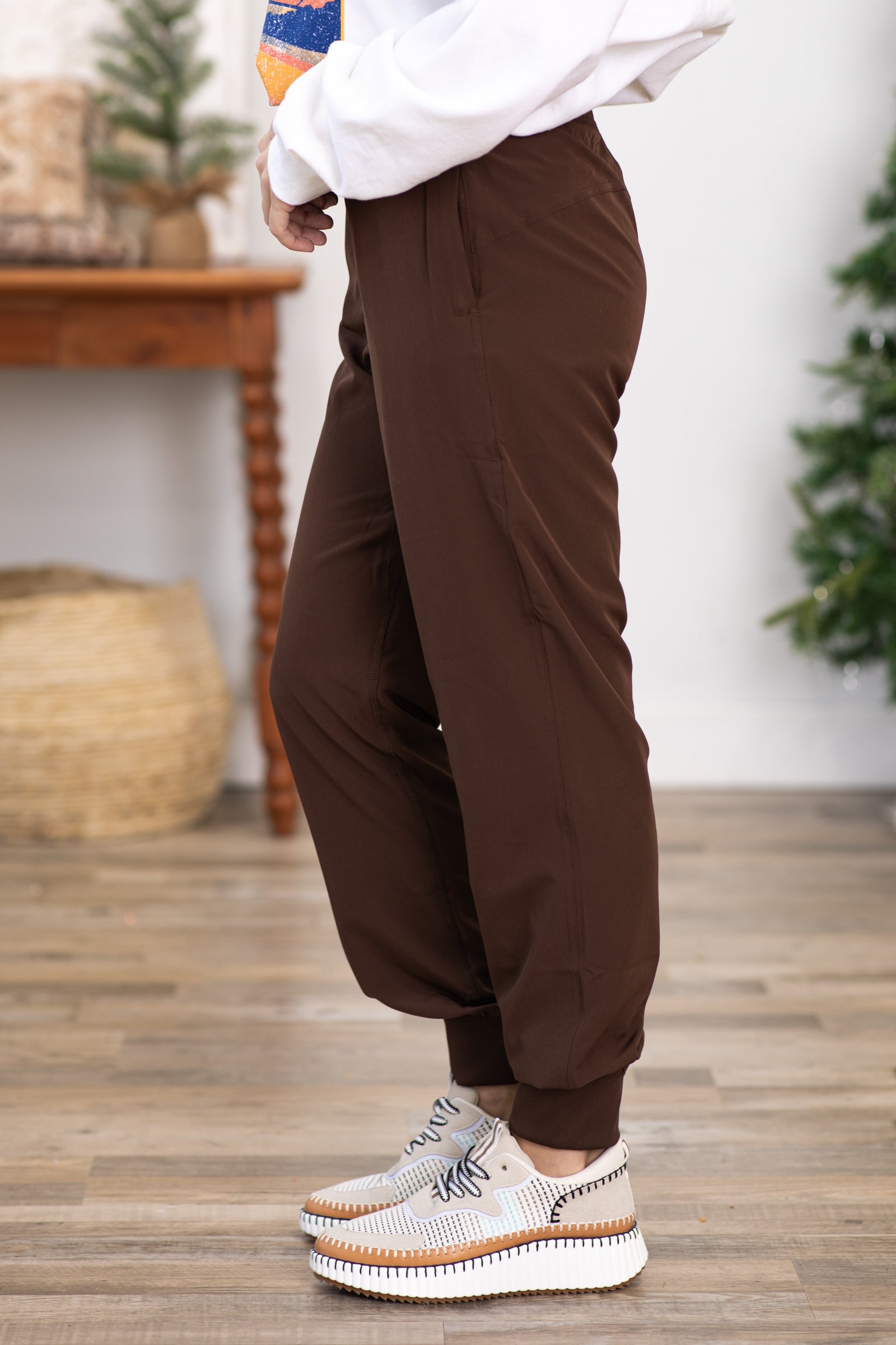 Brown Mid Rise Joggers