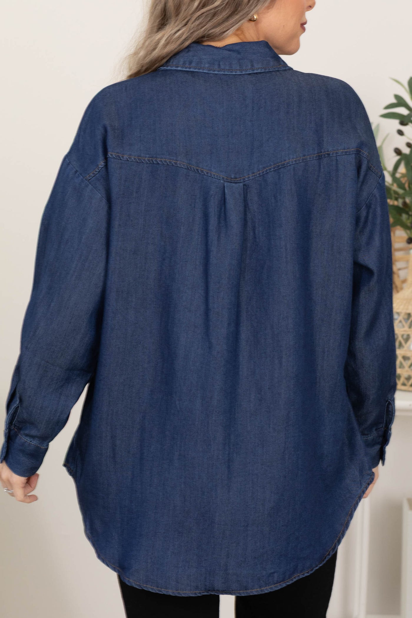 Denim Button Down Stud Detail Top