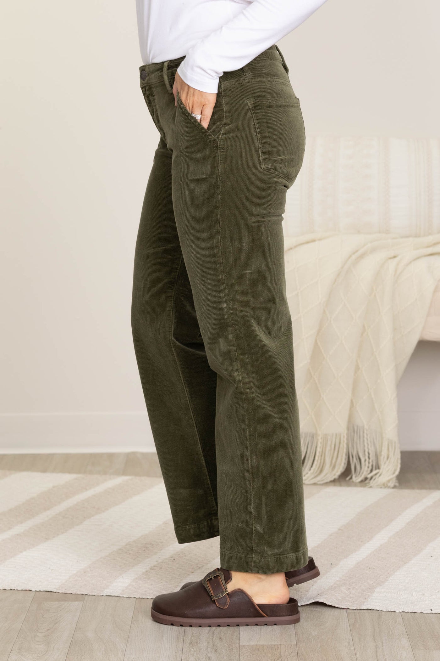 Risen Corduroy Straight Leg Pants