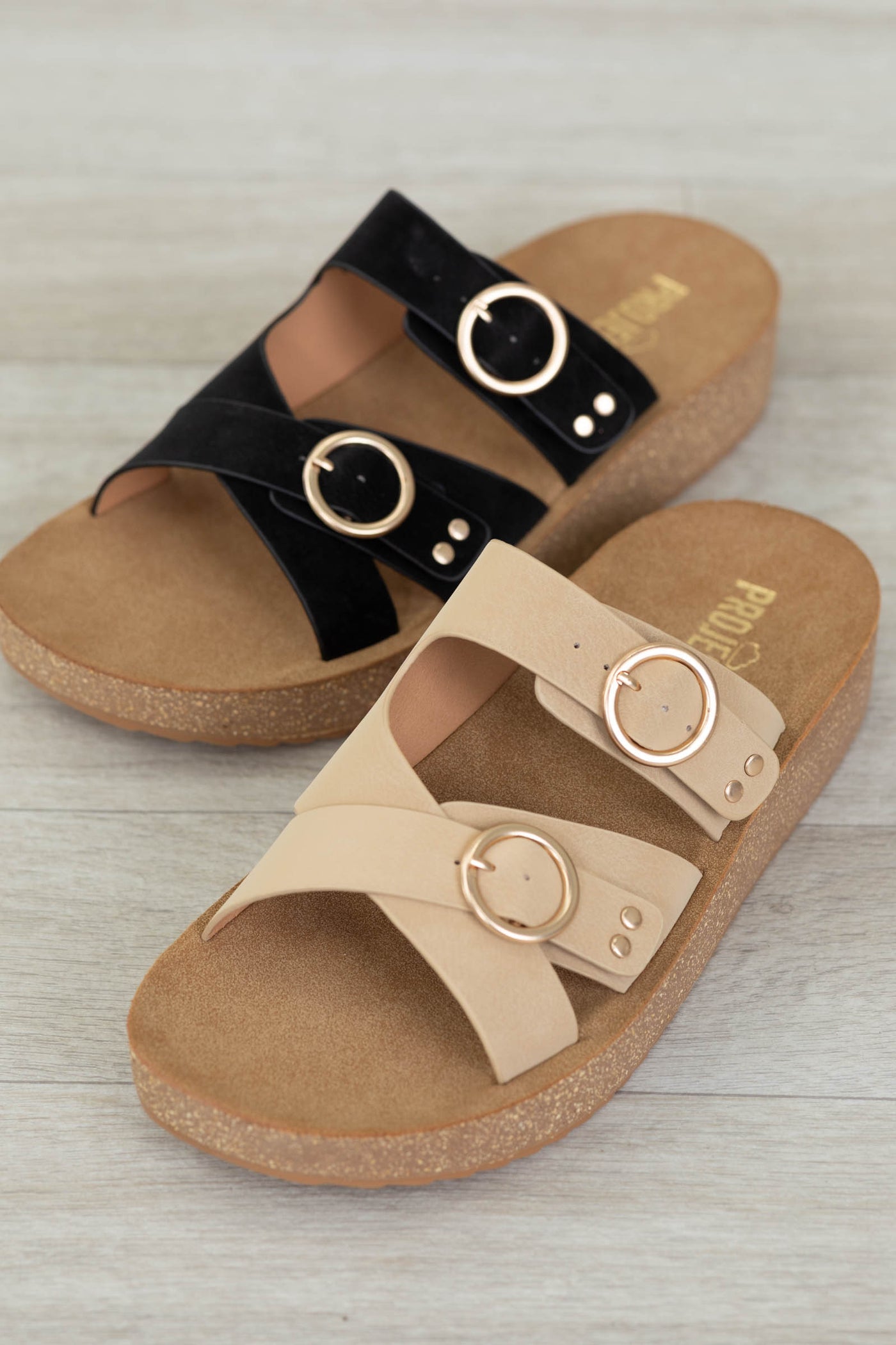 Studded Platform Sandals With Buckles