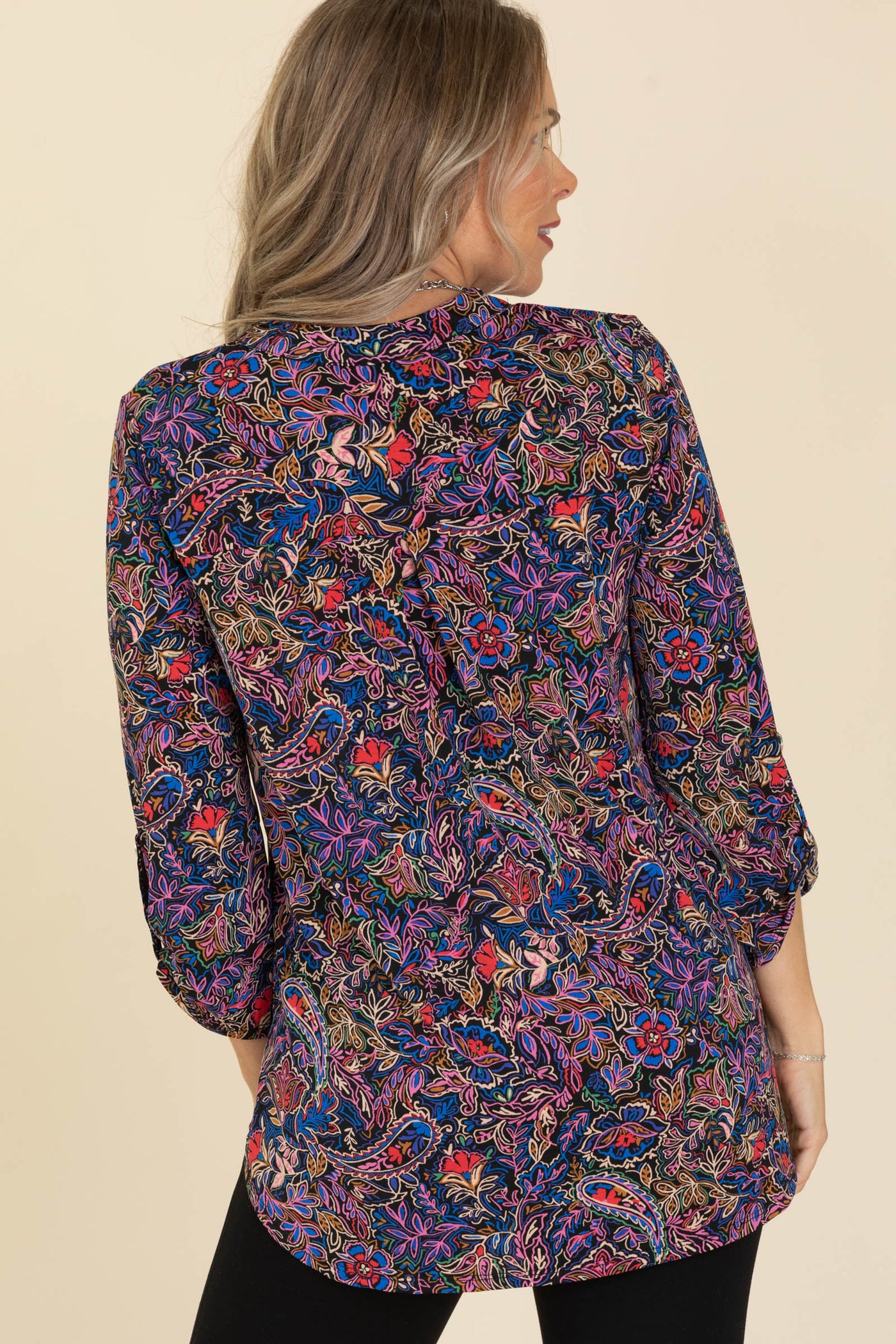 Black And Blue Printed Lizzy Wrinkle Free Top