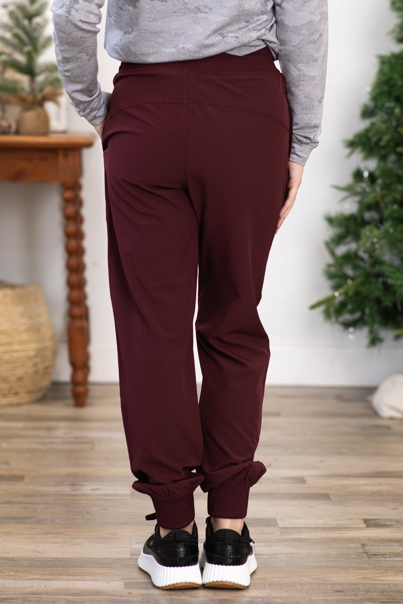 Dark Burgundy Mid Rise Joggers · Filly Flair