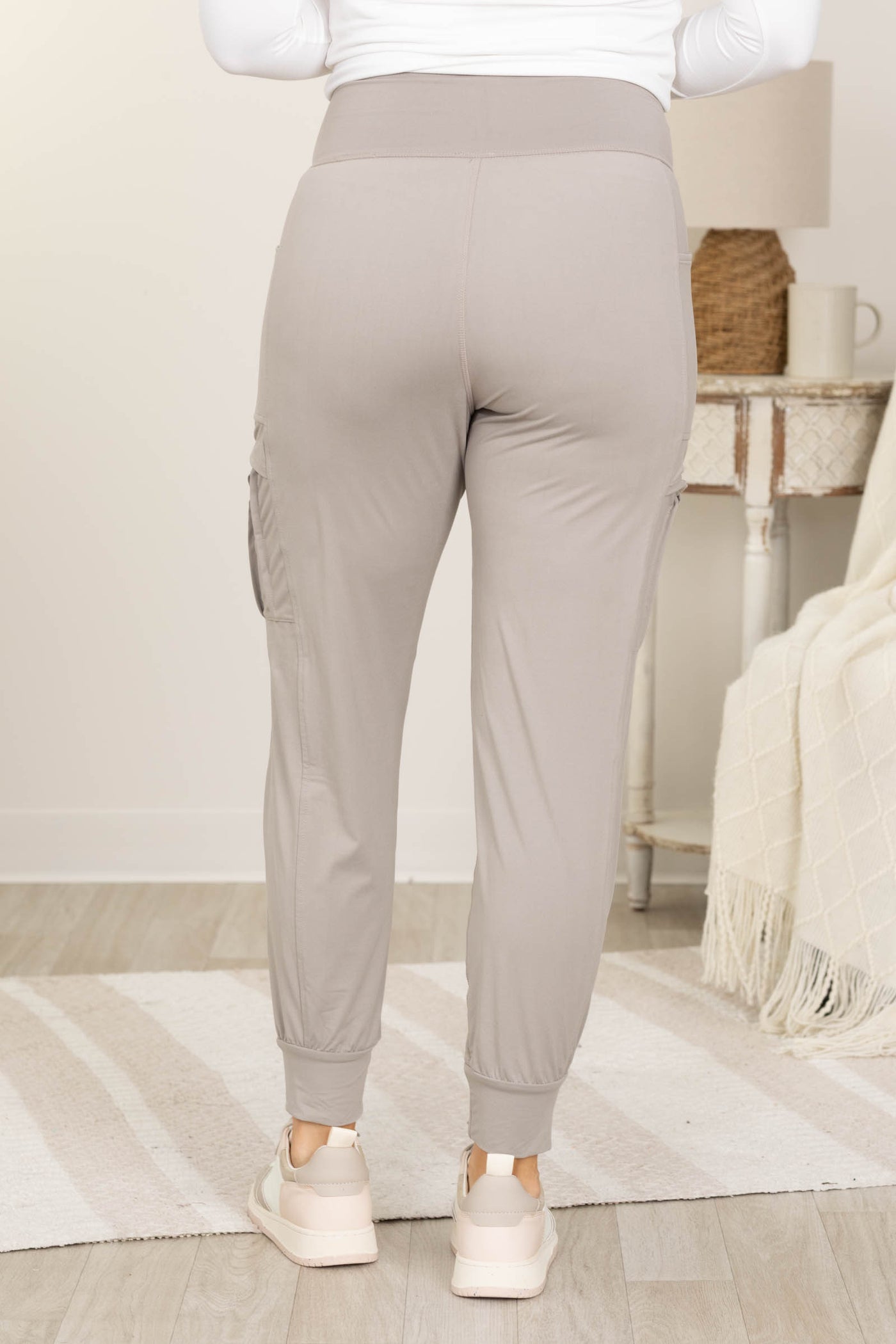 Stone Grey Butter Soft Joggers With Side Pocket