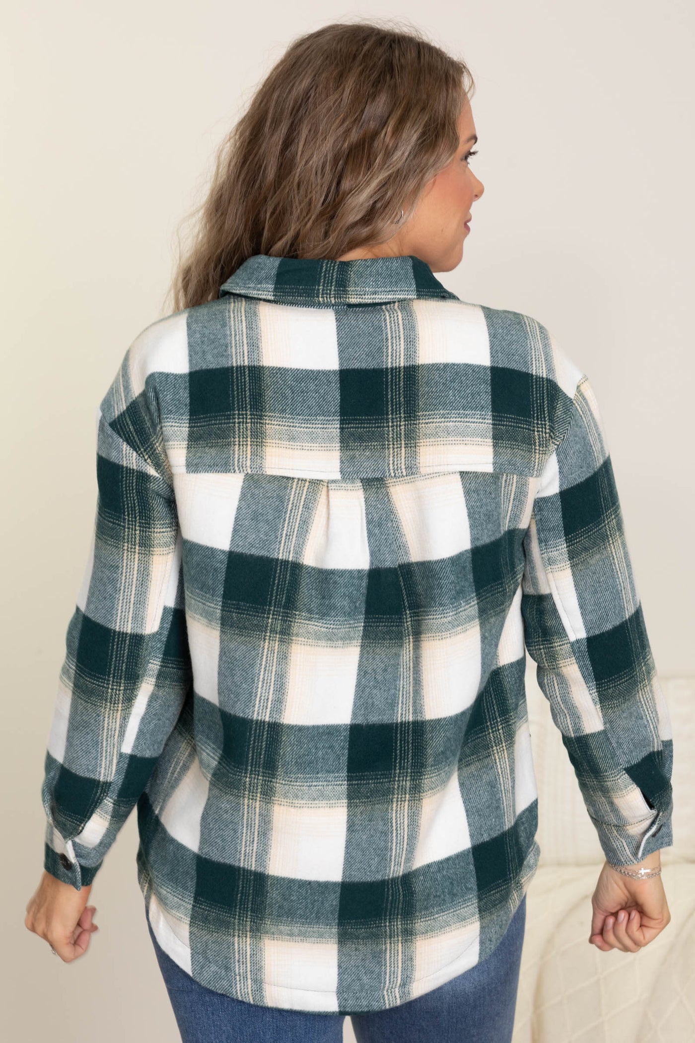 Plaid Button Up Jackets With Sherpa Lining