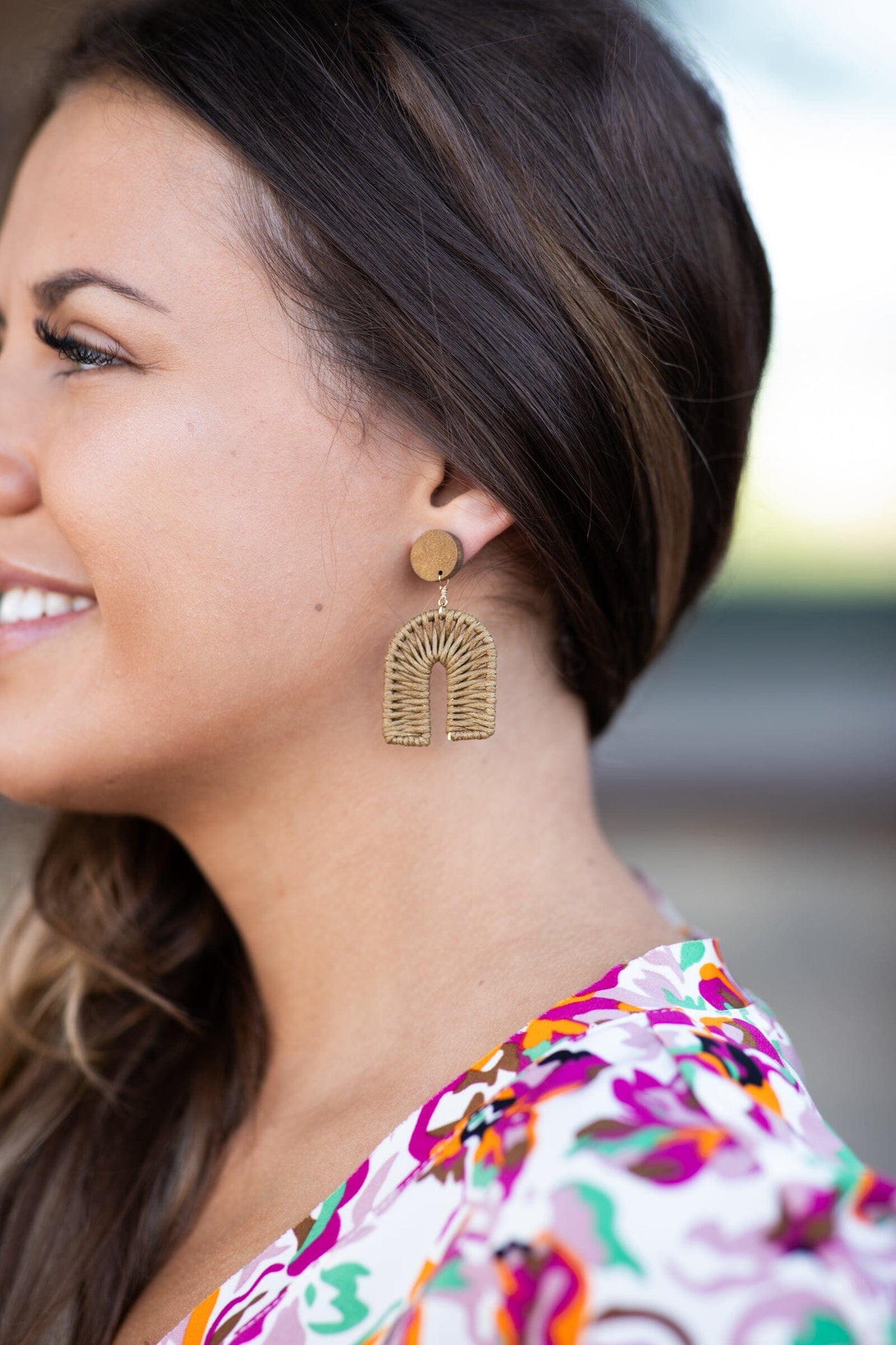 Taupe U Shaped Woven Earring - Filly Flair