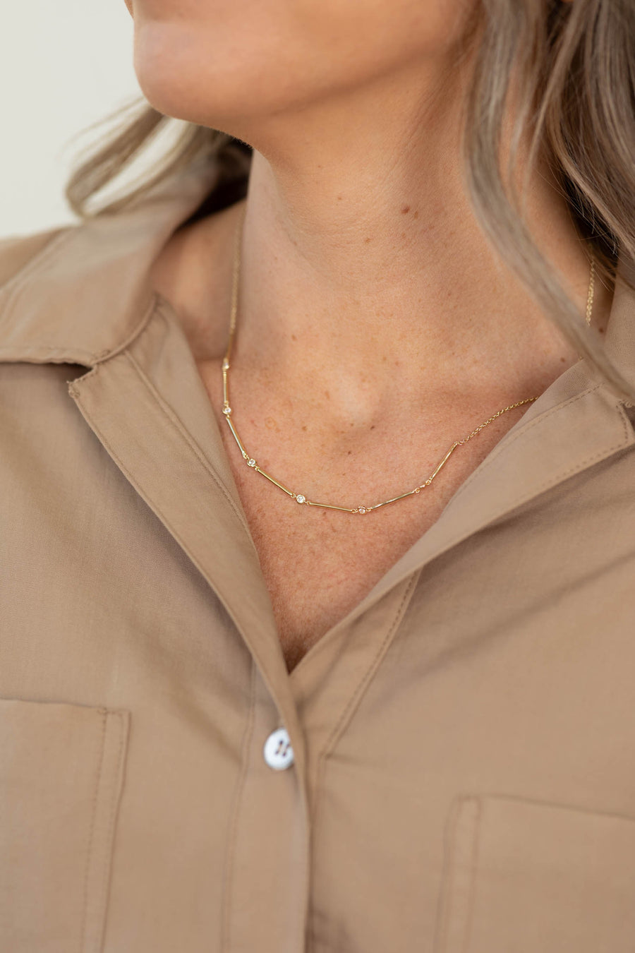 Sleek Crystal Bar Necklace