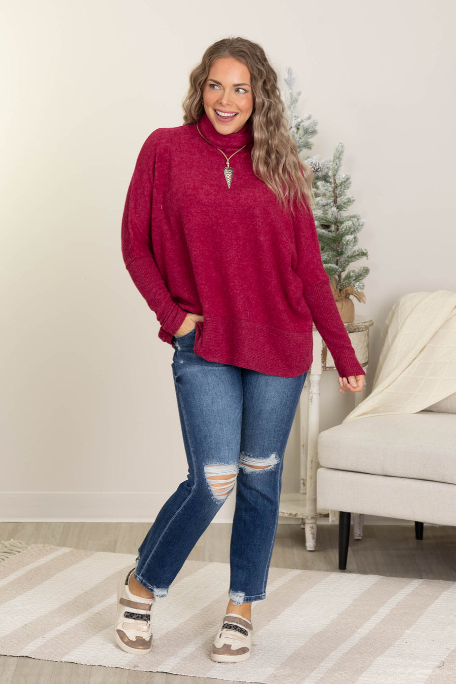 Brushed Melange Hacci Turtleneck