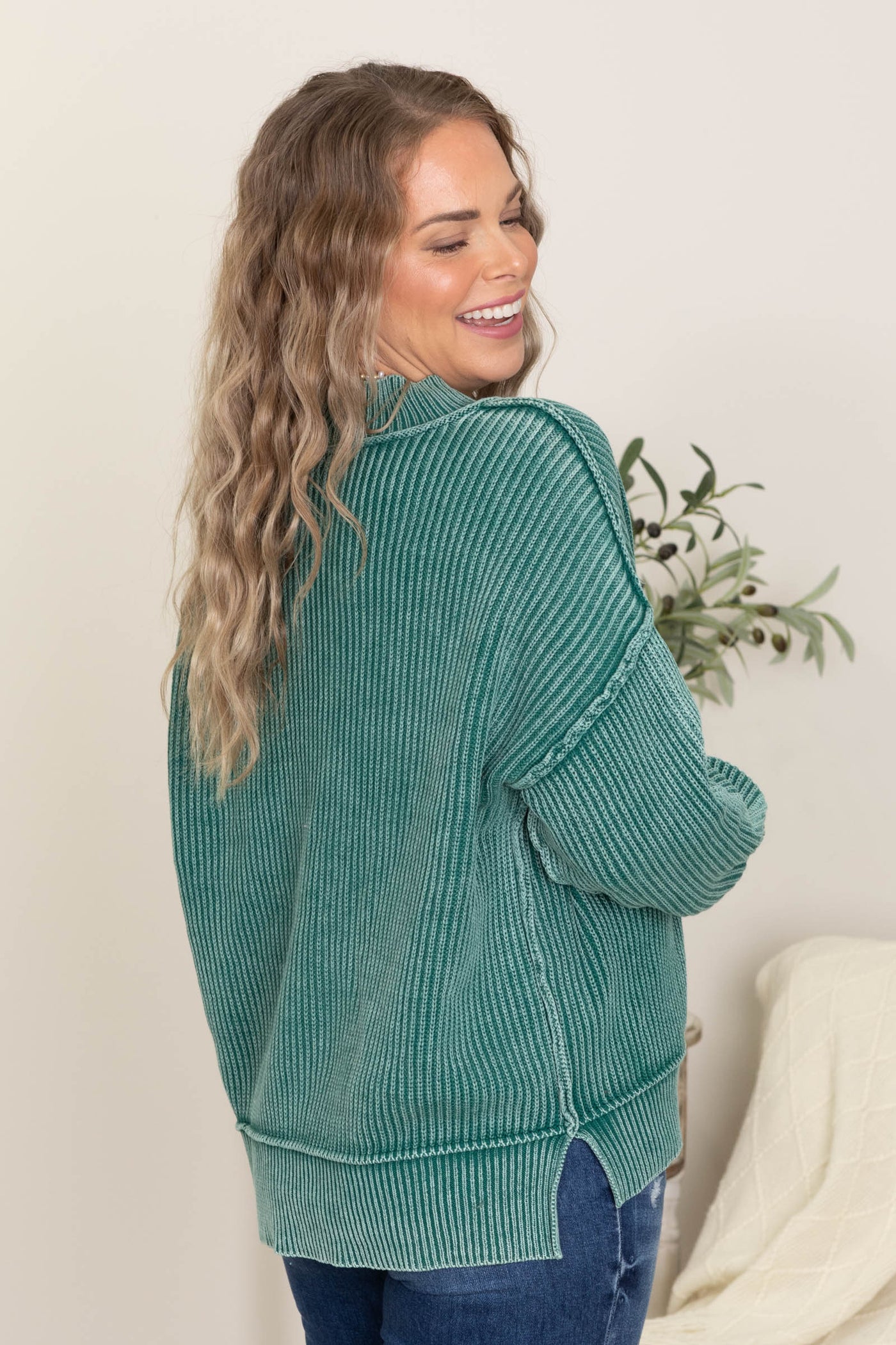 Washed Side Slit Oversized Sweaters