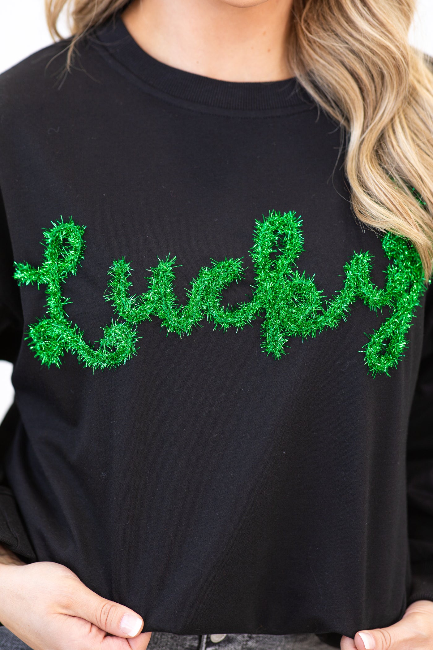 Black Lucky Graphic French Terry Sweatshirt