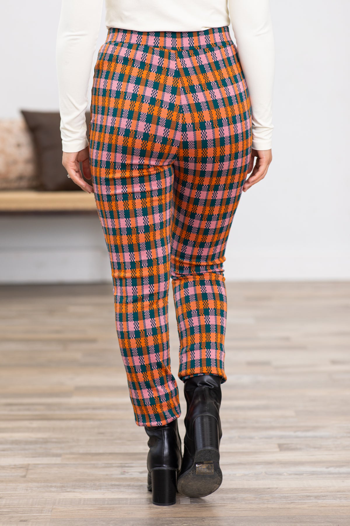 Orange Plaid Pull On Pants · Filly Flair