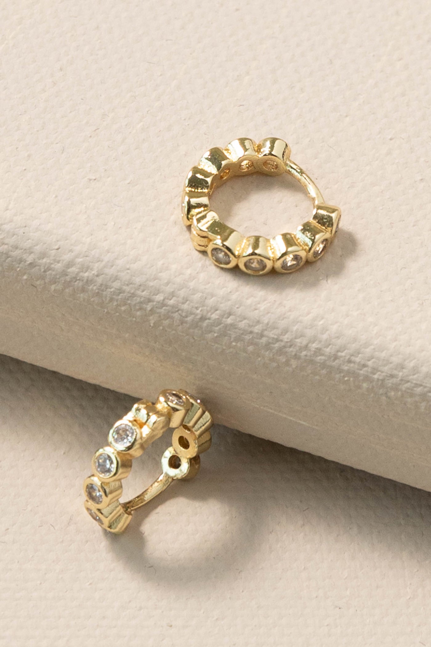 Round CZ Small Huggie Earrings
