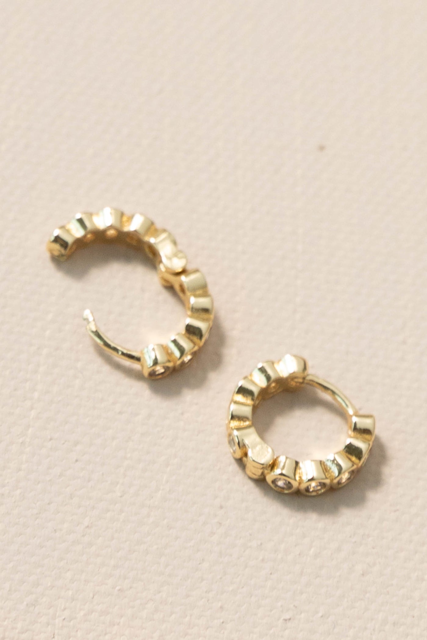 Round CZ Small Huggie Earrings