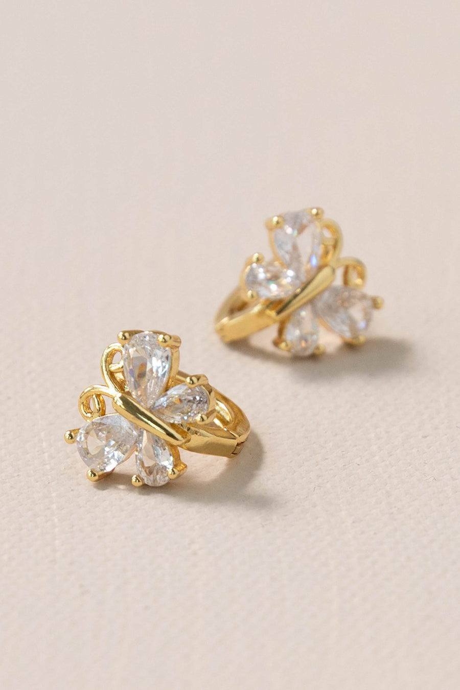 Crystal Butterfly Huggie Earrings