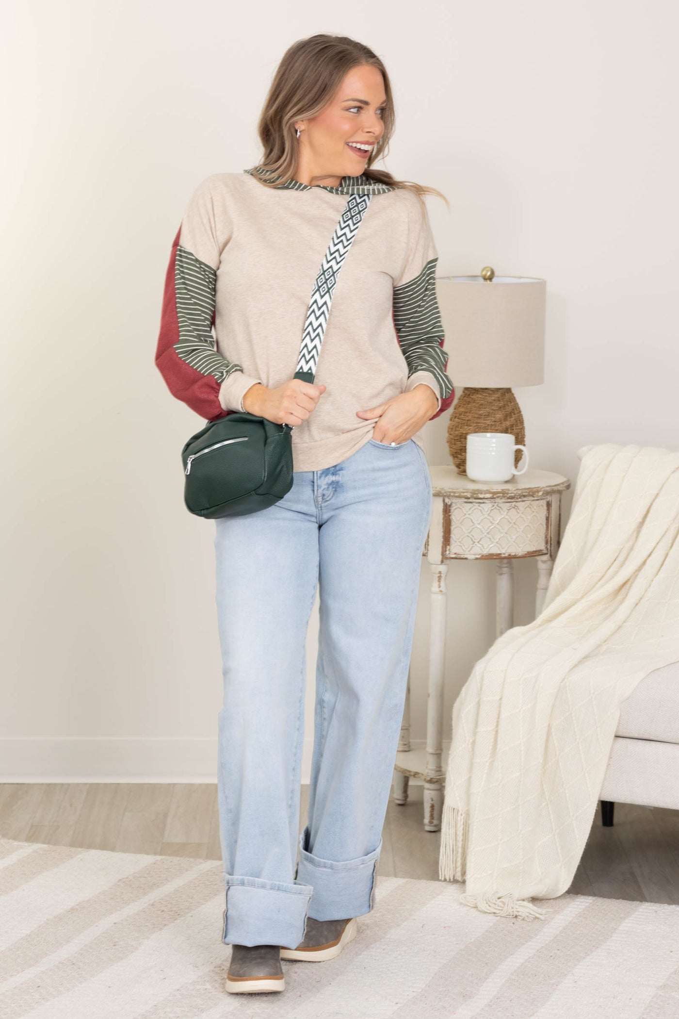 Colorblock Striped Knit Hoodies