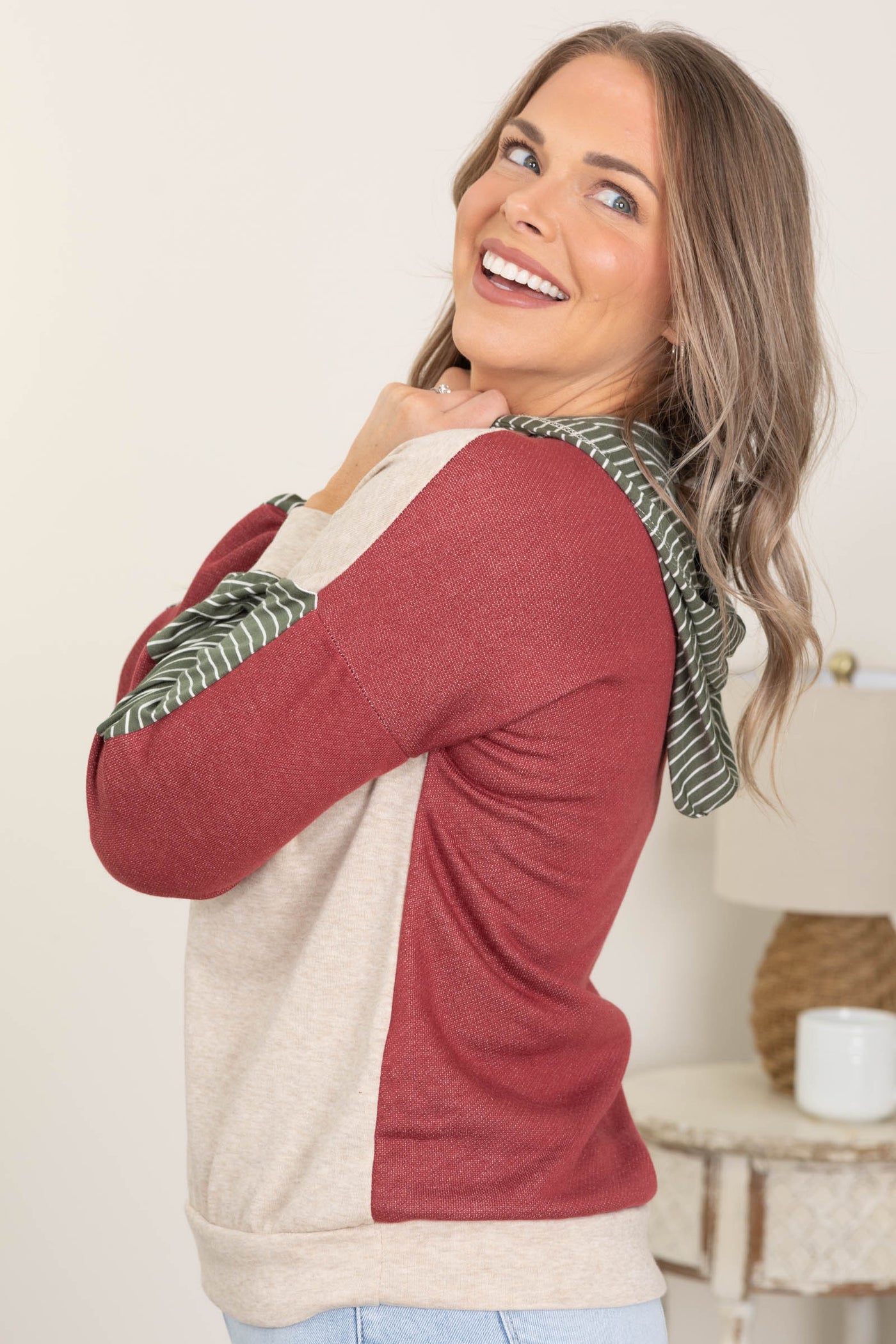 Colorblock Striped Knit Hoodies