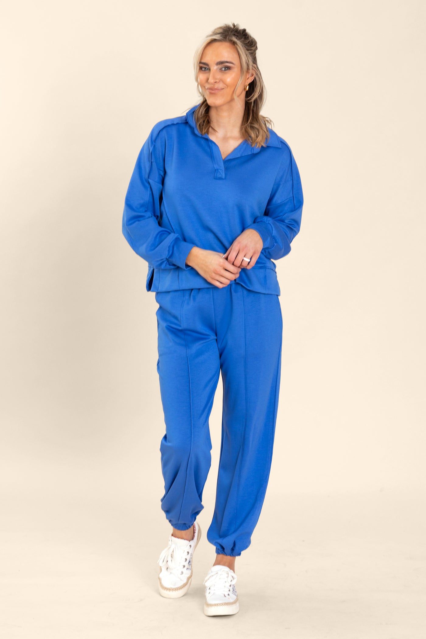 Collared V-Neck Scuba Sweatshirt