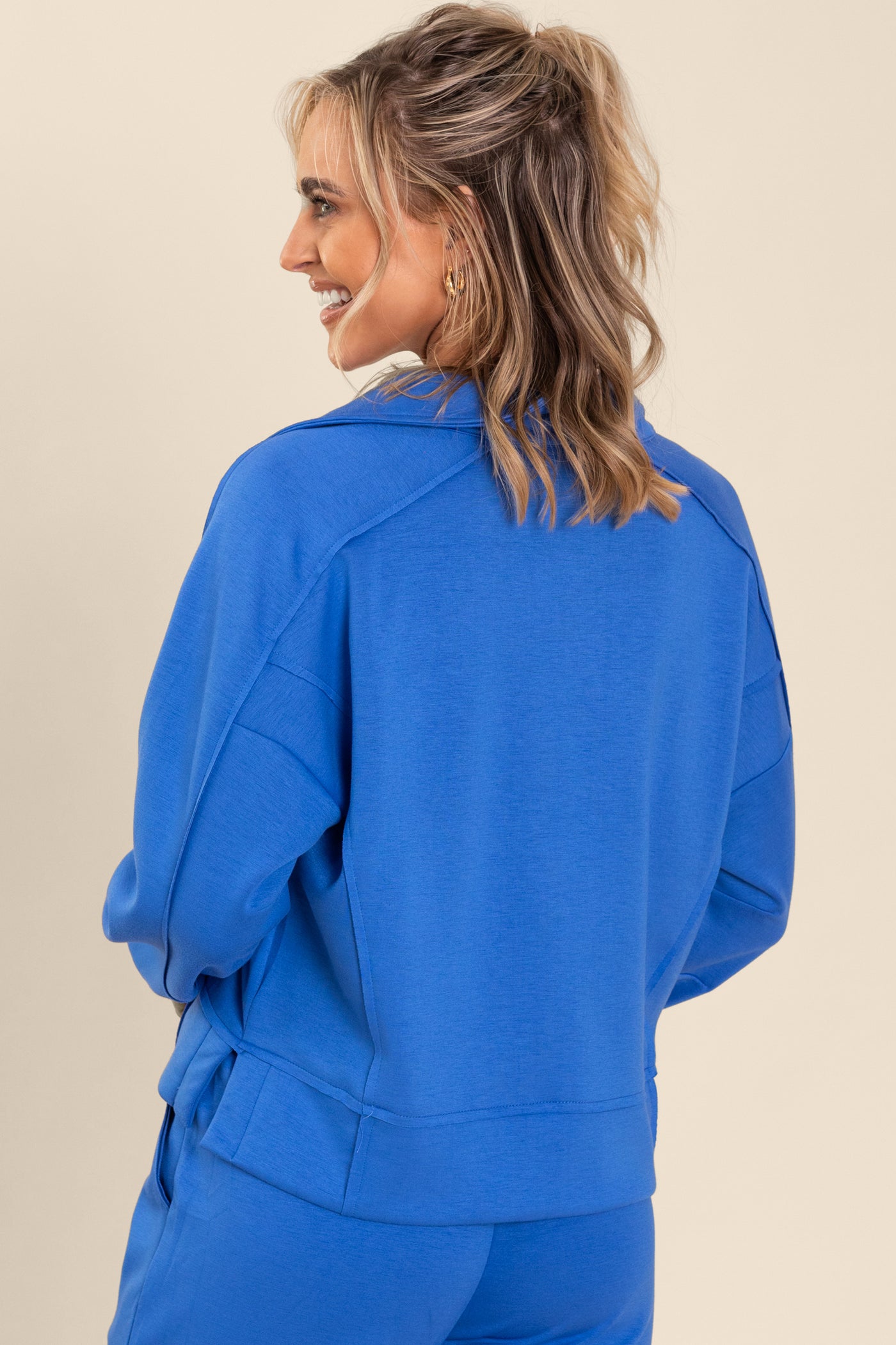 Collared V-Neck Scuba Sweatshirt