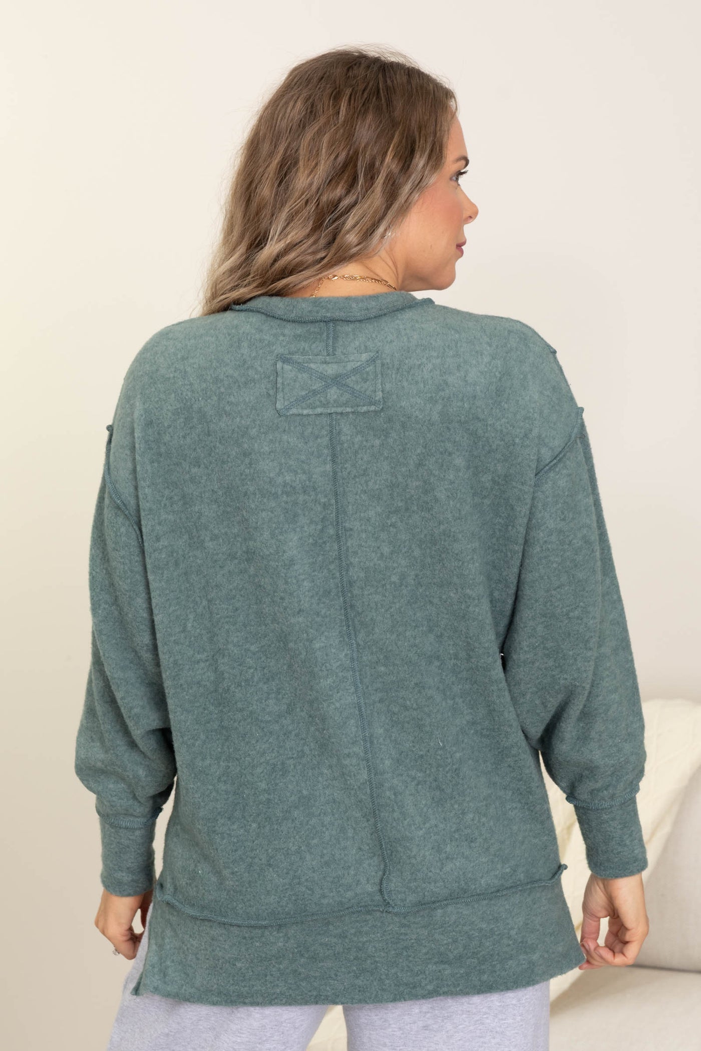 Brushed Melange Hacci Oversized Knit Tops