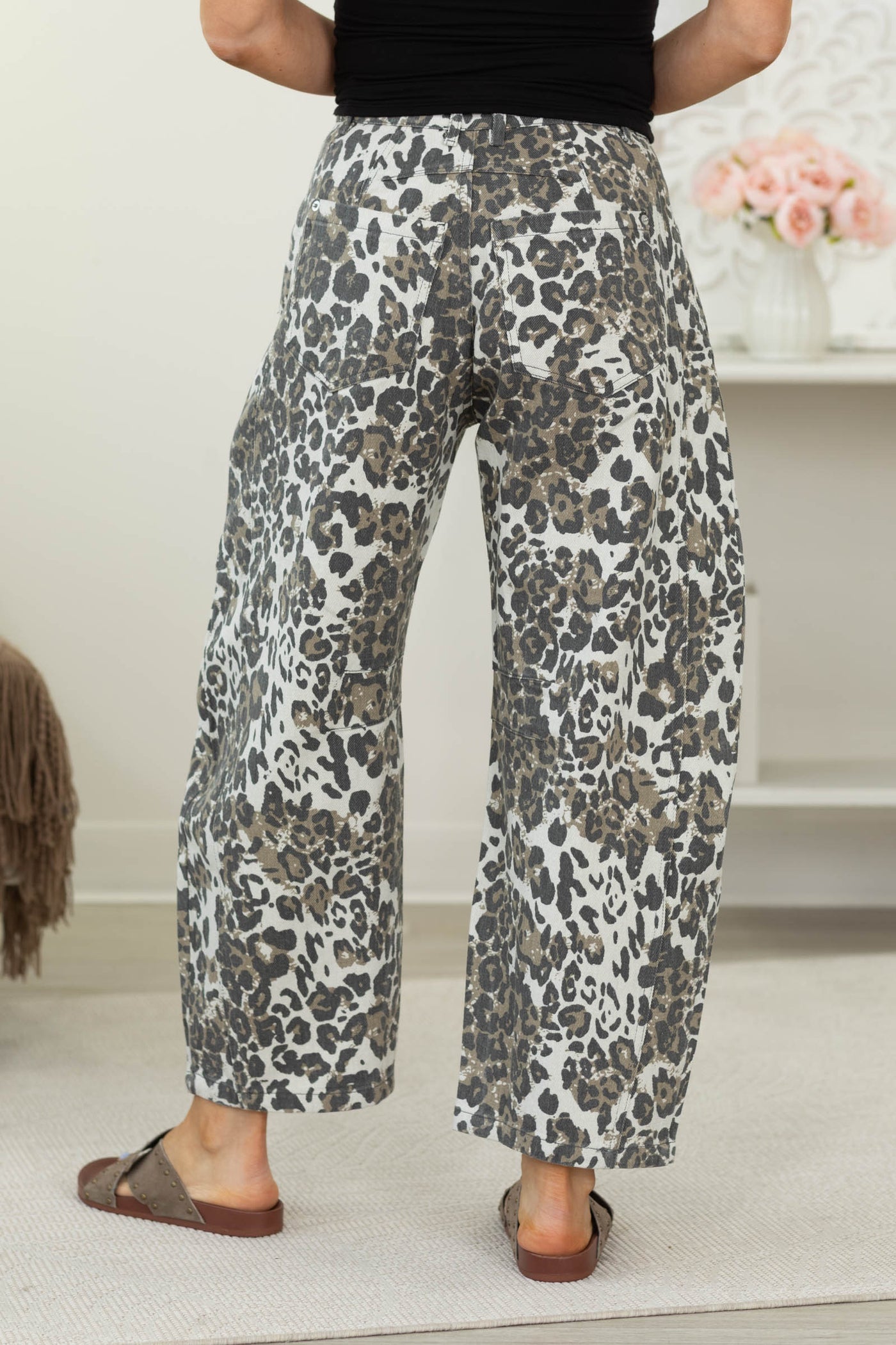 Cotierra Animal Print Barrel Jeans- 100% Cotton