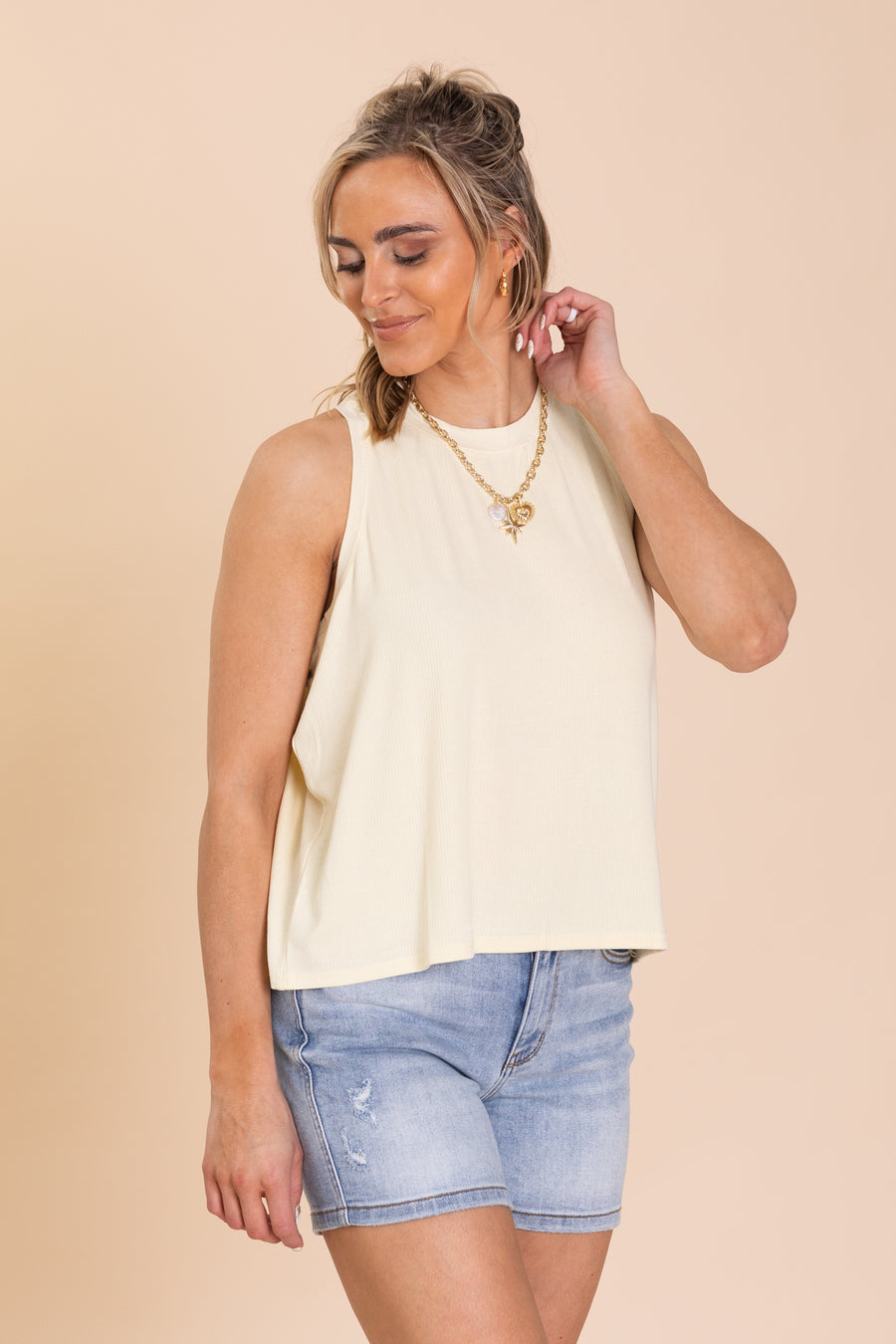 Light Ribbed Halter Knit Tank Top