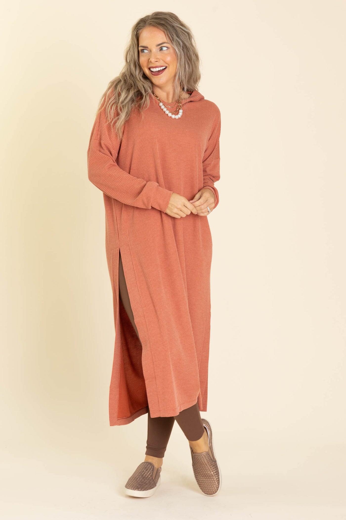 long sleeve rust midi dress red Knit Long Sleeve Midi Dress | Womens | X-Small (Available in S, M, L, XL) | Polyester/Spandex