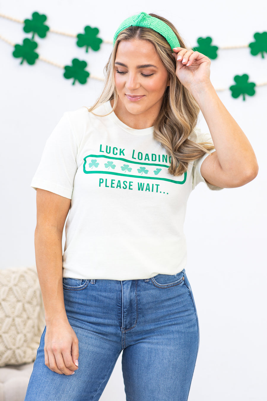 Light Olive Luck Loading Graphic Tee