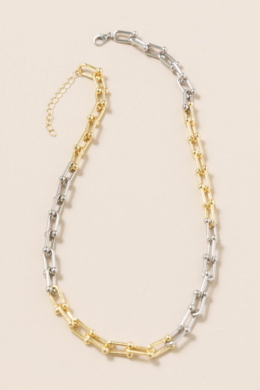 Mixed Metal Paper Clip Chain Necklace