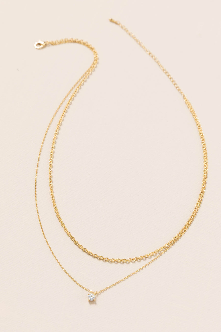 Layered CZ Pendant And Chain Necklace