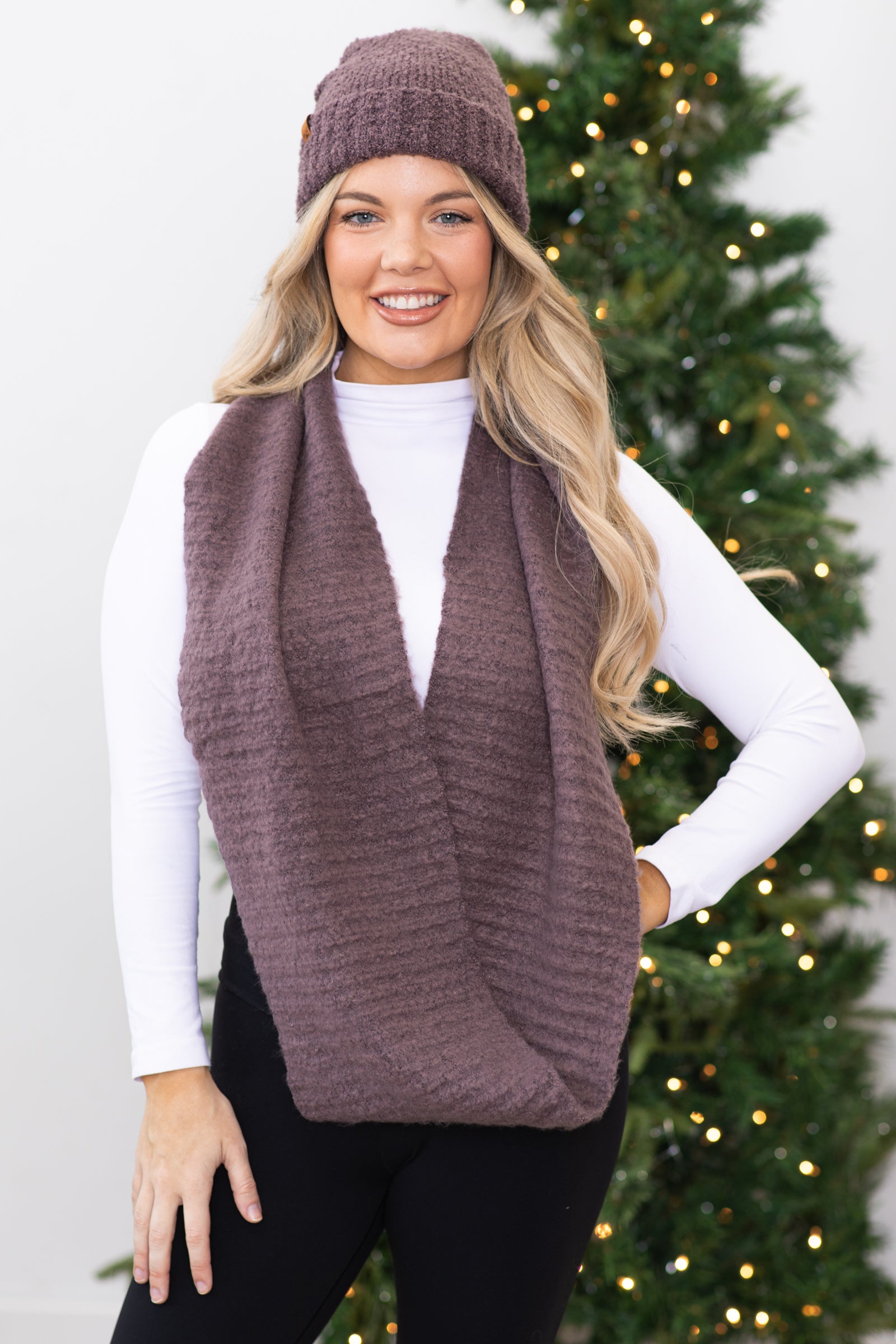 Mauve Recycled Materials Infinity Scarf