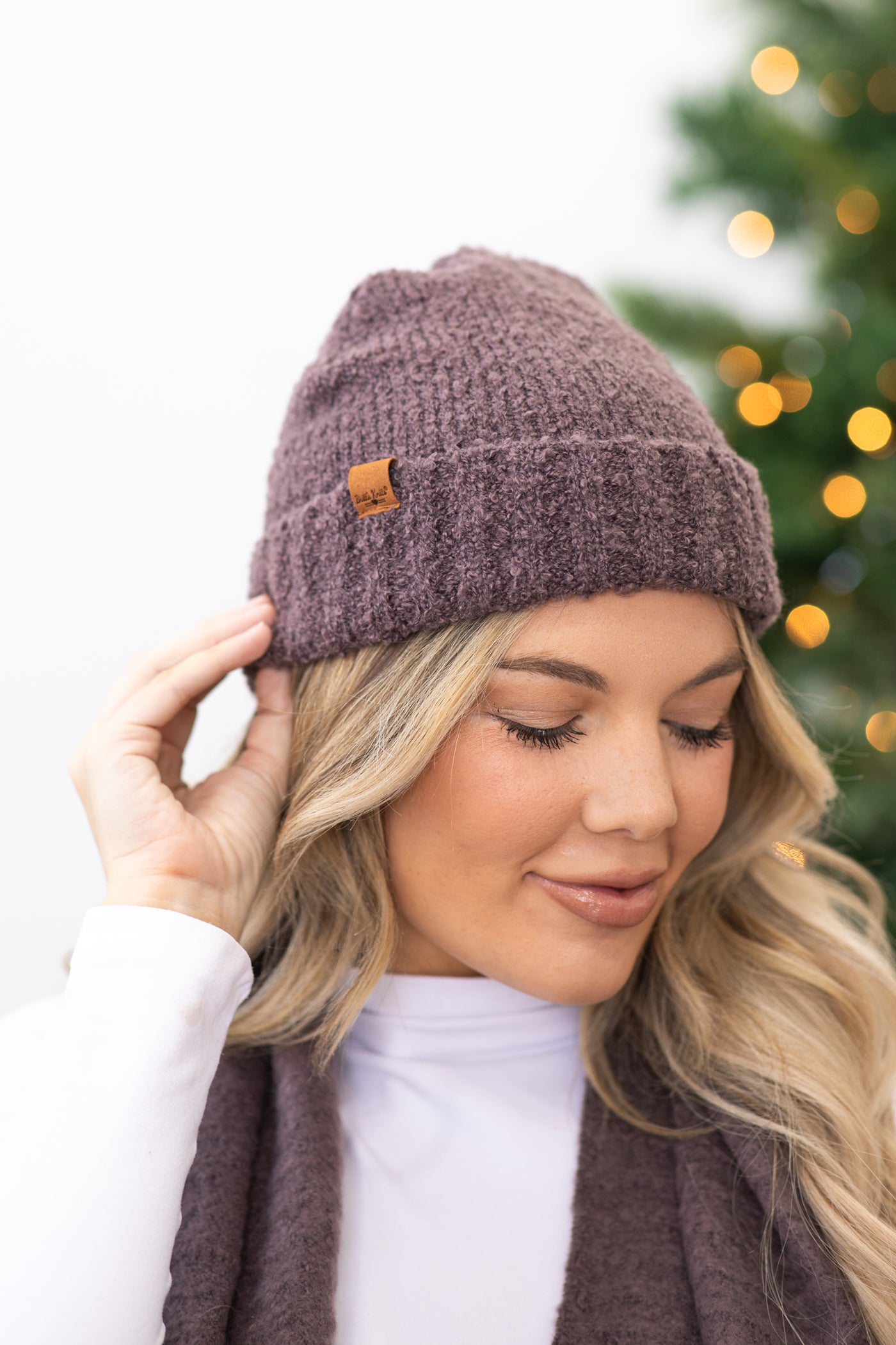 Purple Recycled Materials Knit Beanie