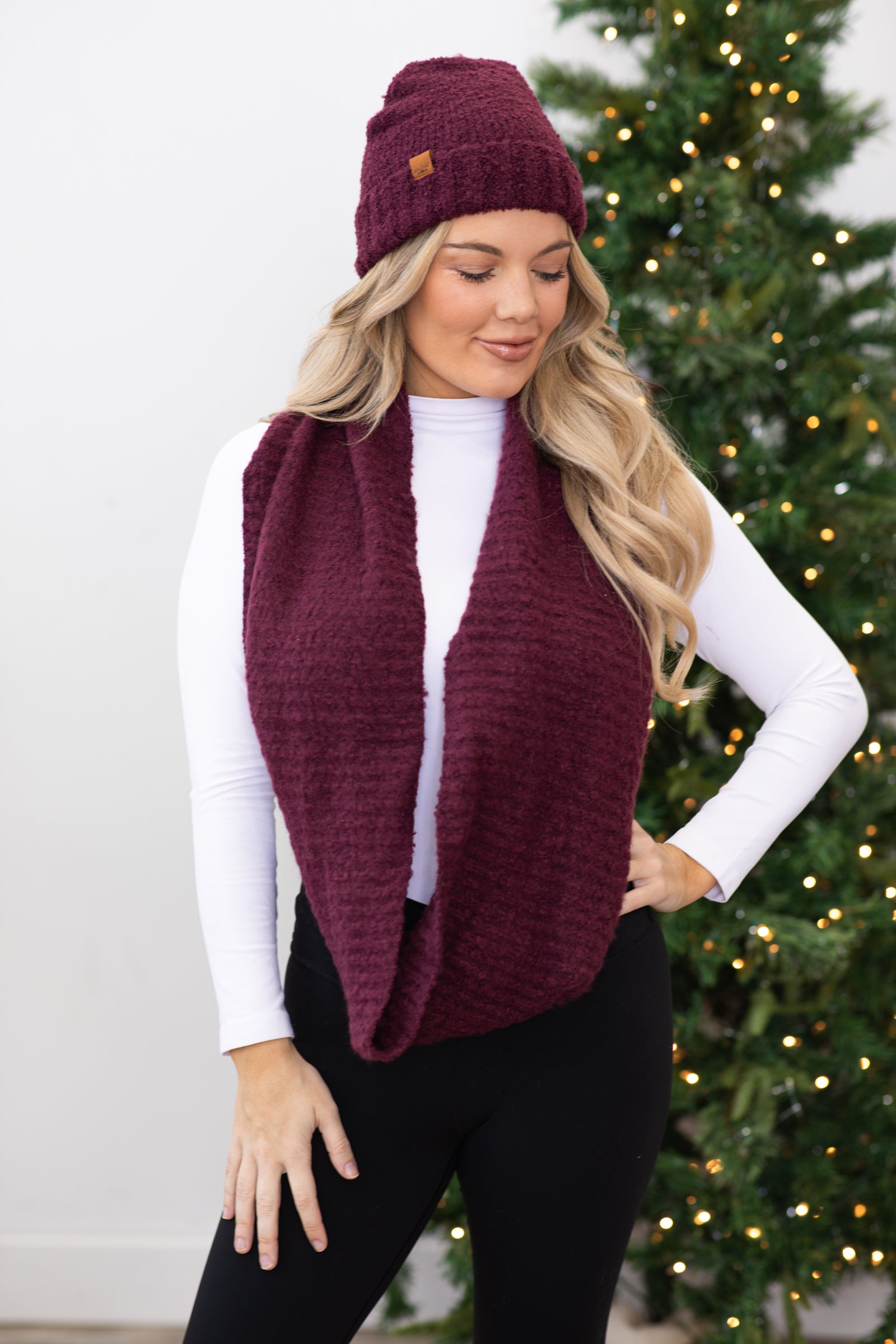 Burgundy Recycled Materials Infinity Scarf