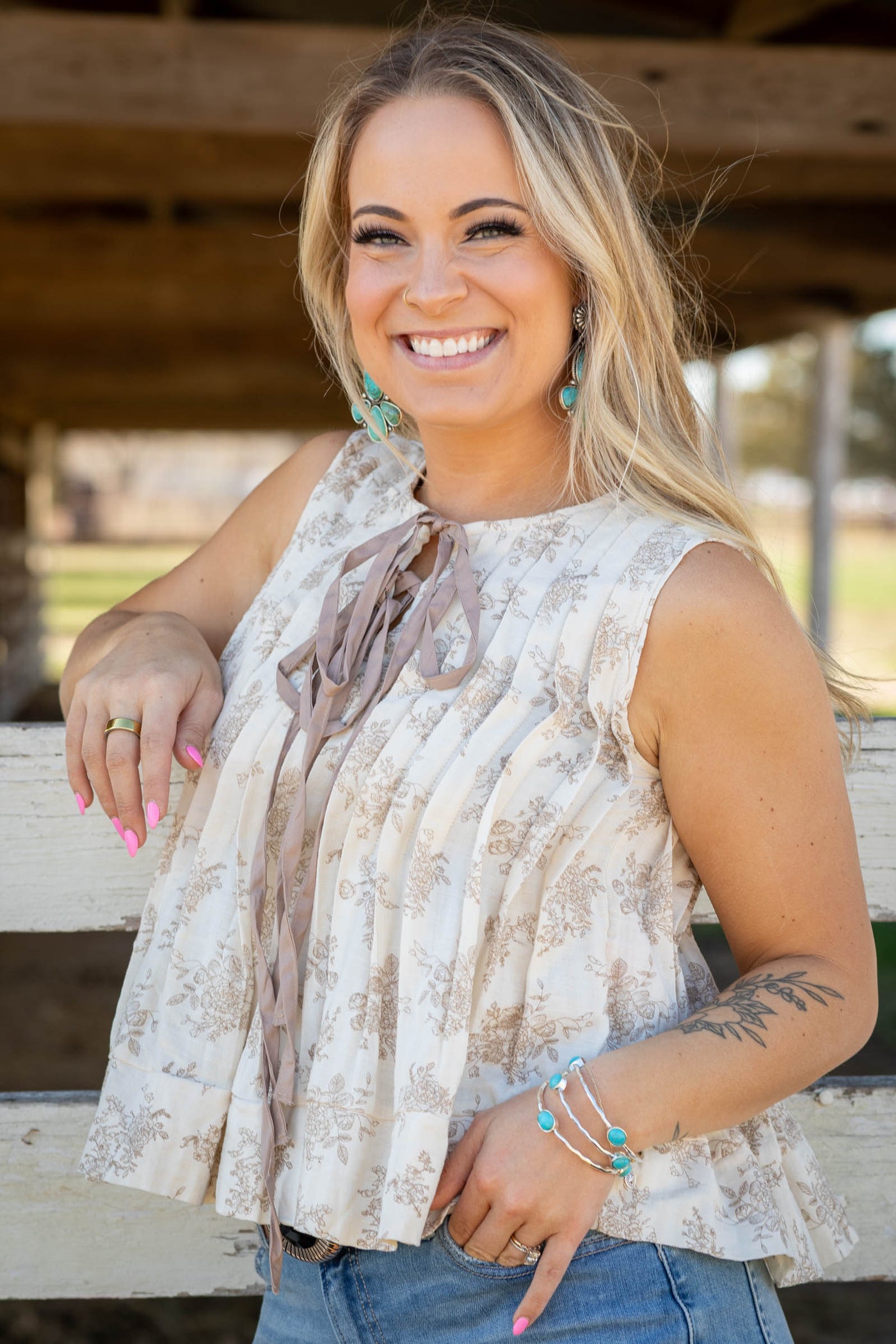 Oatmeal Antique Victorian Garden Blouse