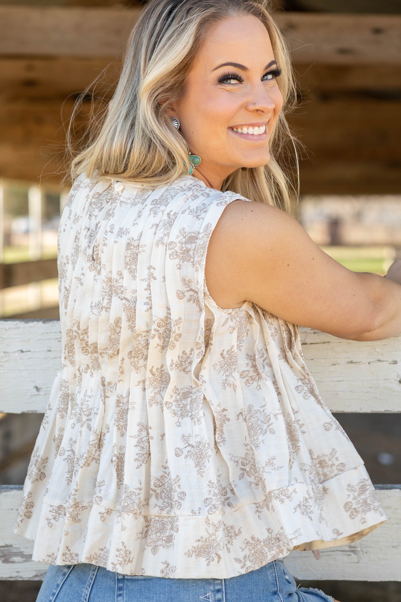 Oatmeal Antique Victorian Garden Blouse